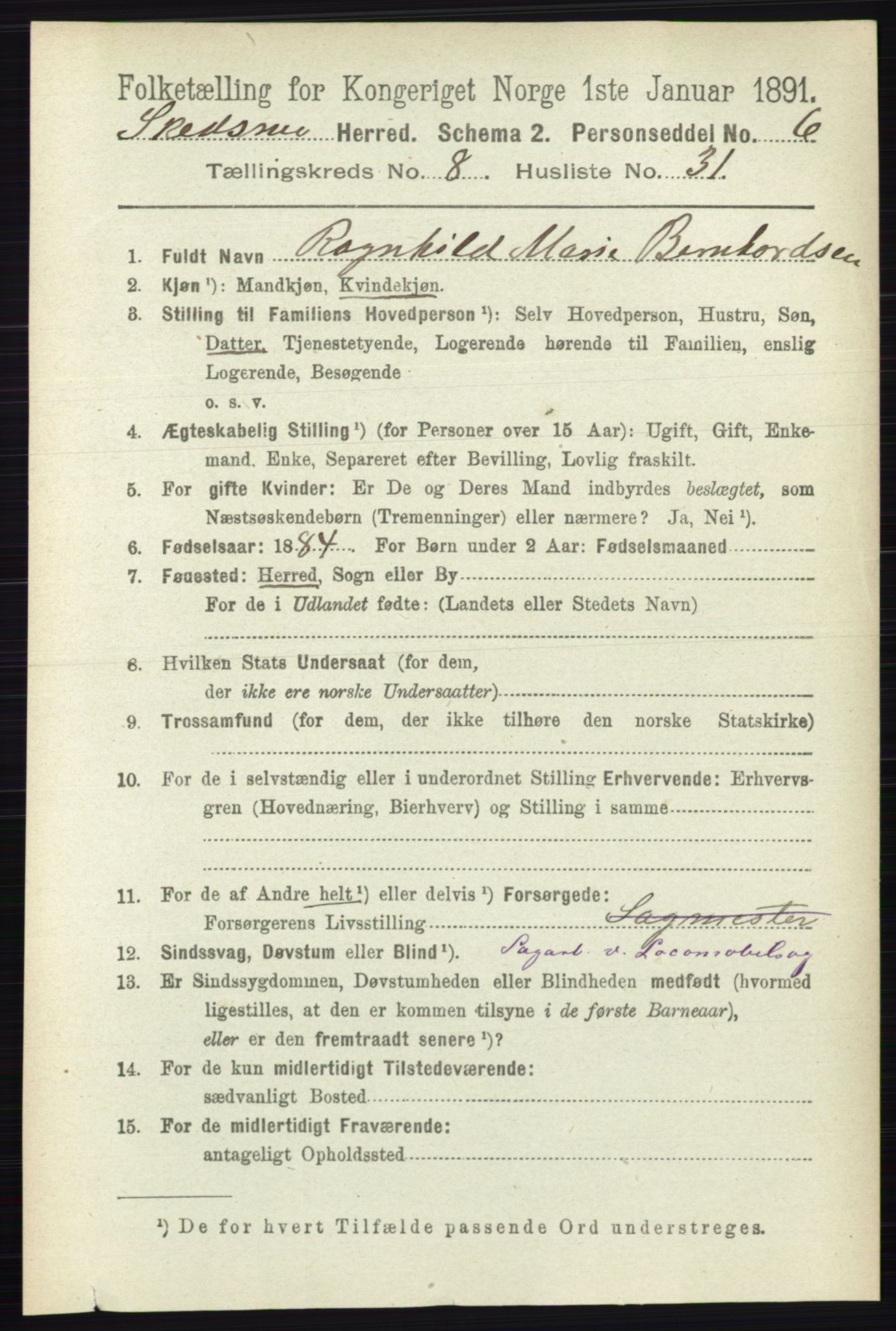 RA, 1891 census for 0231 Skedsmo, 1891, p. 4272