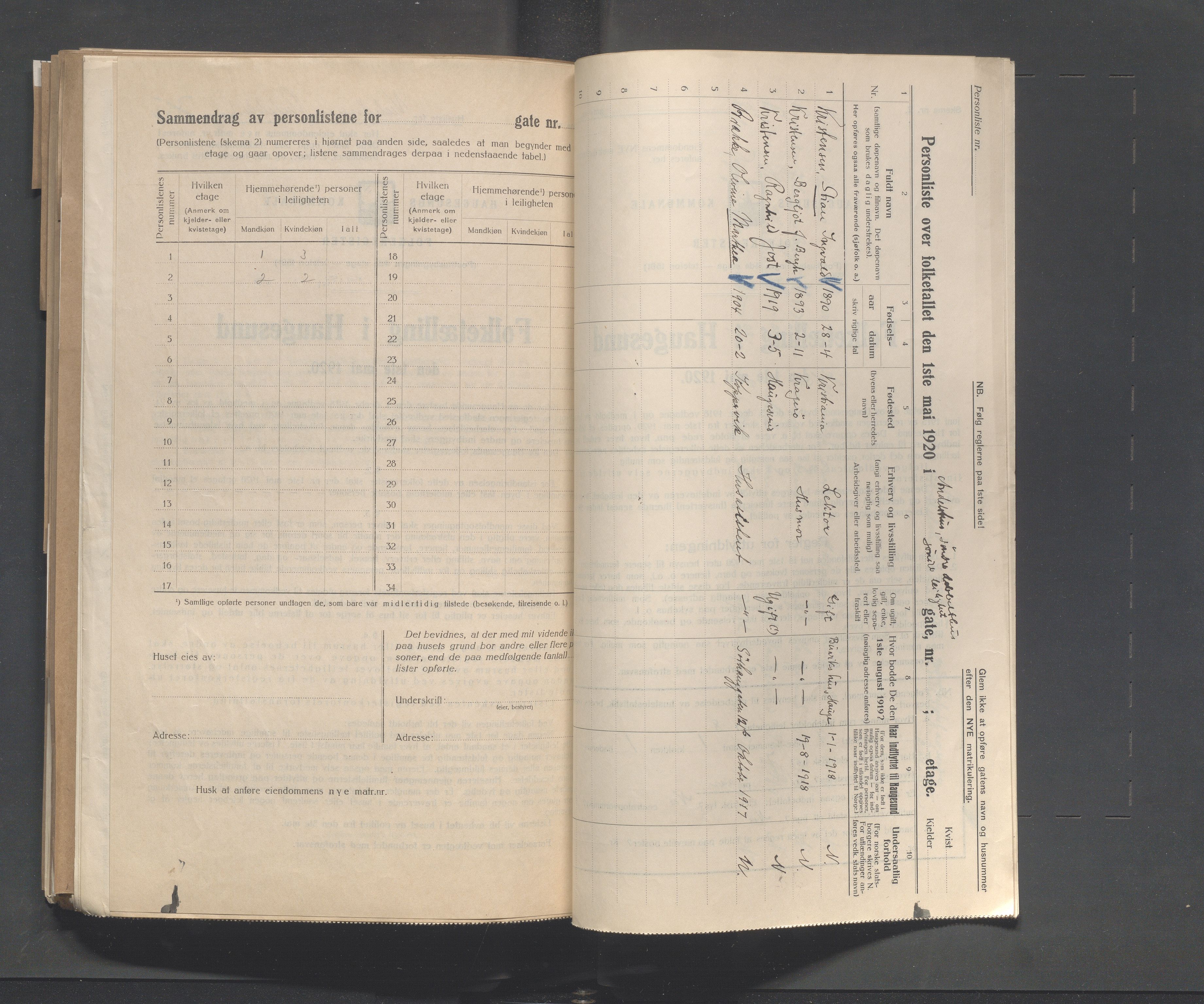 IKAR, Local census 1.5.1920 for Haugesund, 1920, p. 5297