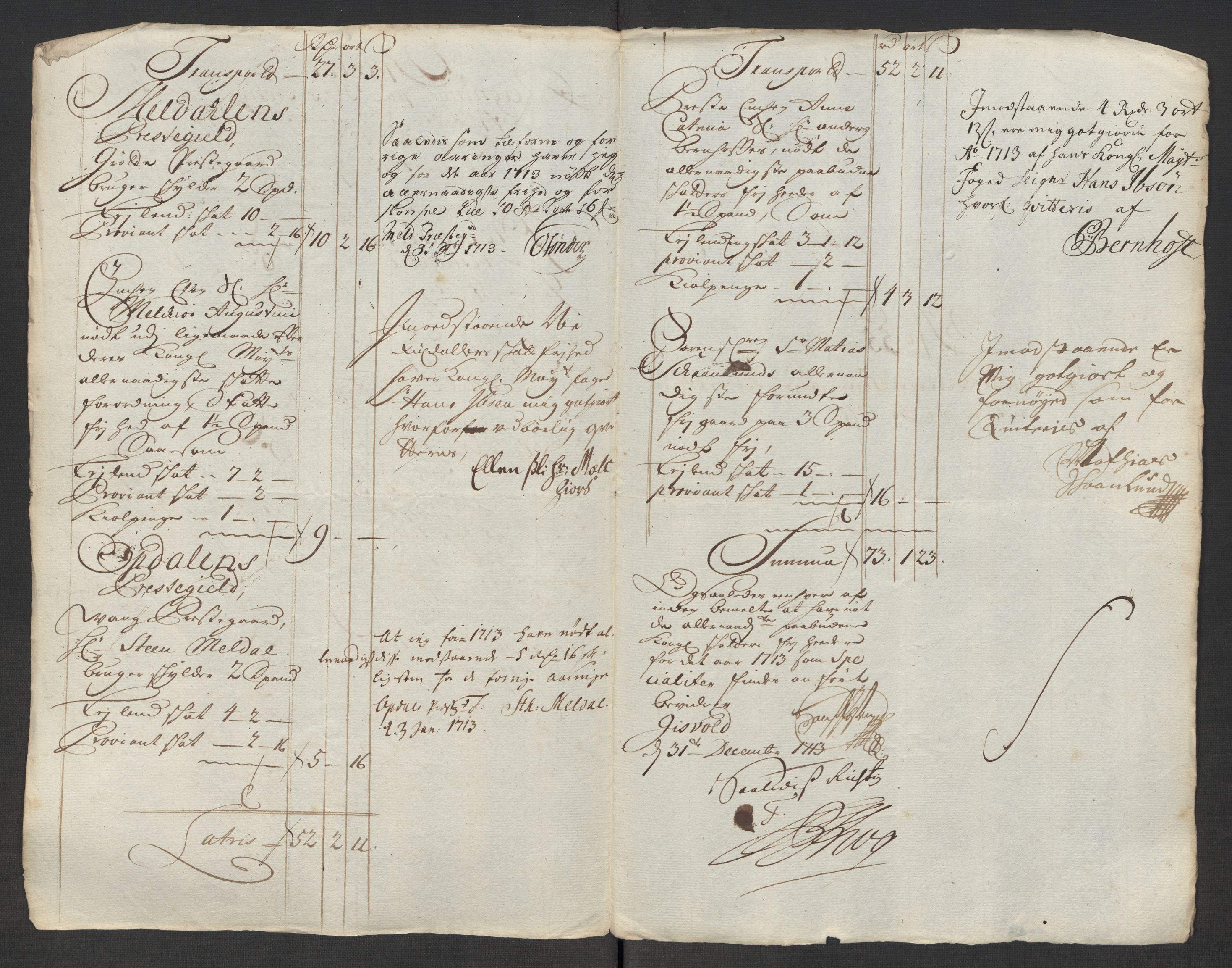 Rentekammeret inntil 1814, Reviderte regnskaper, Fogderegnskap, RA/EA-4092/R60/L3964: Fogderegnskap Orkdal og Gauldal, 1713, p. 445