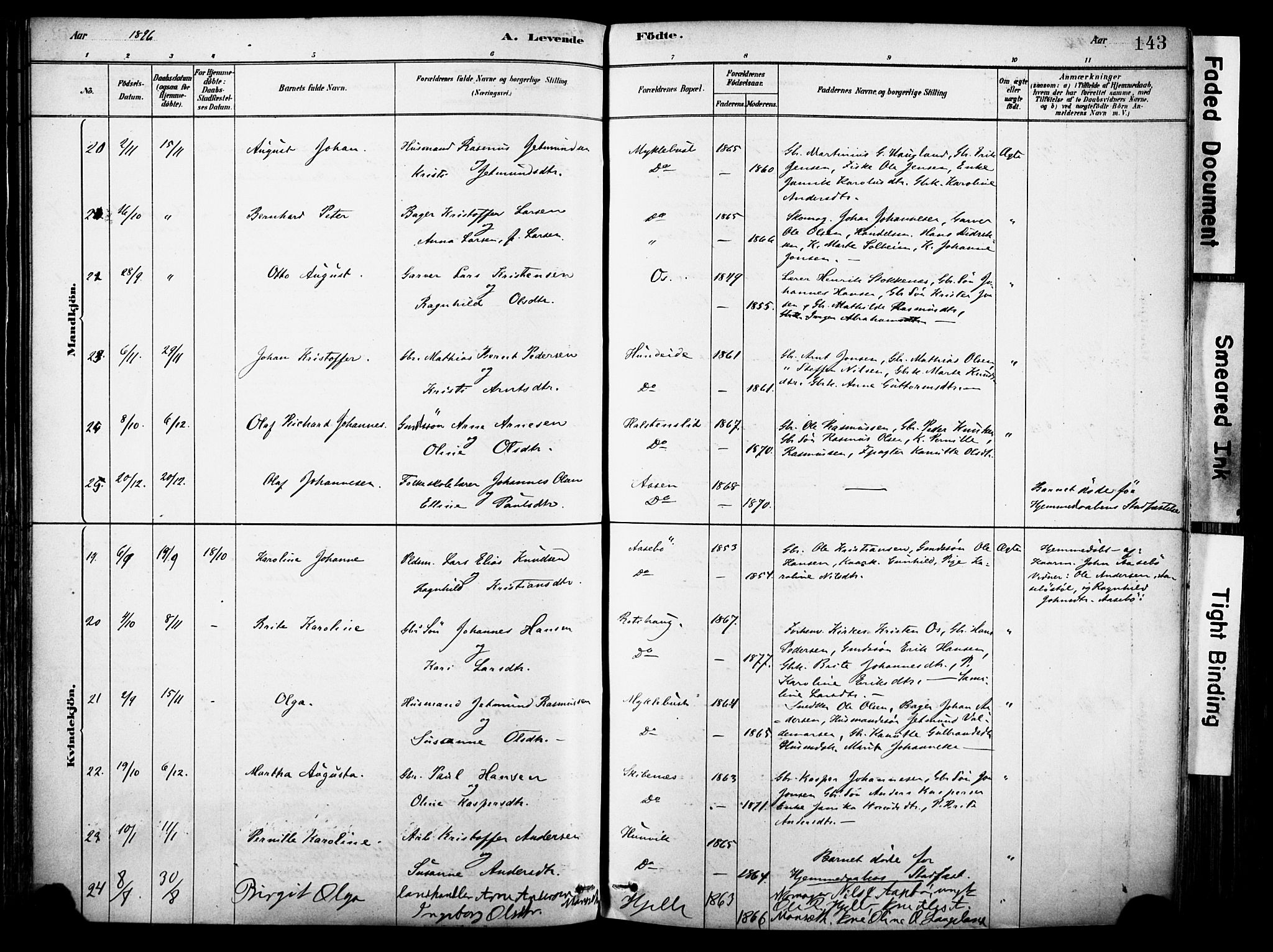 Eid sokneprestembete, AV/SAB-A-82301/H/Haa/Haab/L0001: Parish register (official) no. B 1, 1879-1906, p. 143