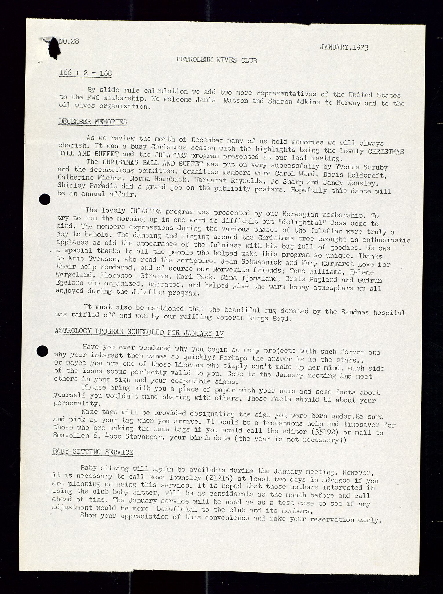 PA 1547 - Petroleum Wives Club, AV/SAST-A-101974/X/Xa/L0001: Newsletters (1971-1978)/radiointervjuer på kasett (1989-1992), 1970-1978