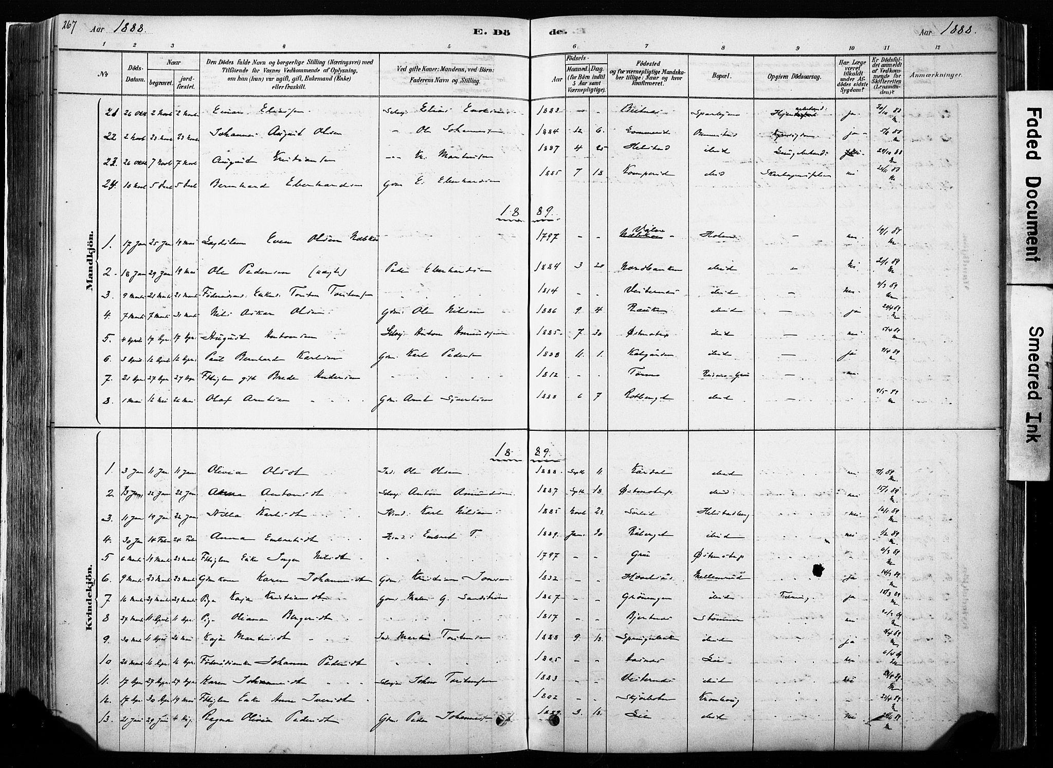 Hof prestekontor, AV/SAH-PREST-038/H/Ha/Haa/L0010: Parish register (official) no. 10, 1878-1909, p. 267