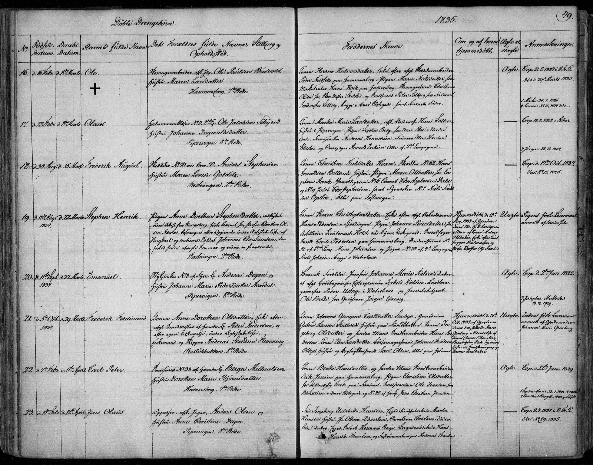 Garnisonsmenigheten Kirkebøker, AV/SAO-A-10846/F/Fa/L0006: Parish register (official) no. 6, 1828-1841, p. 49