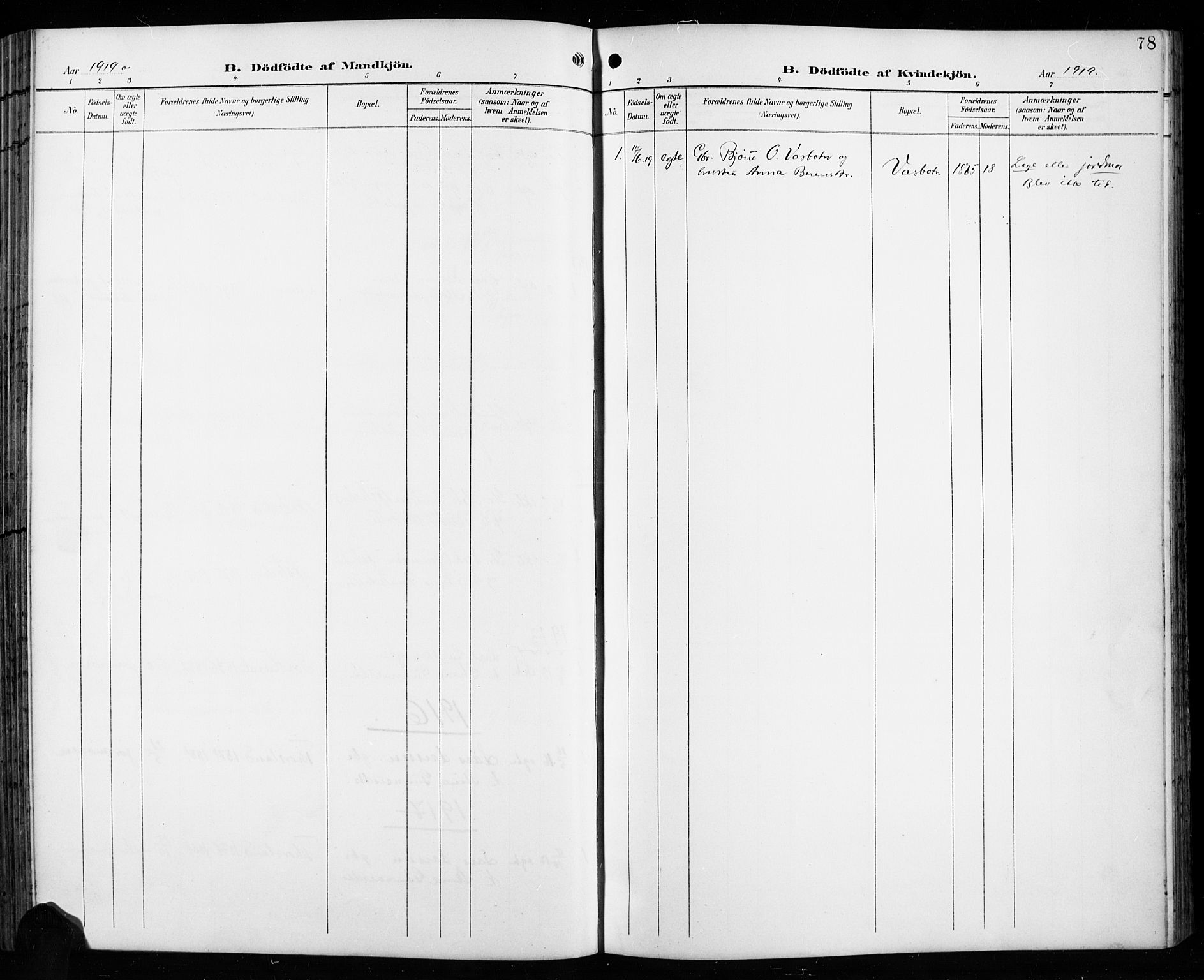 Åseral sokneprestkontor, AV/SAK-1111-0051/F/Fb/L0003: Parish register (copy) no. B 3, 1900-1919, p. 78