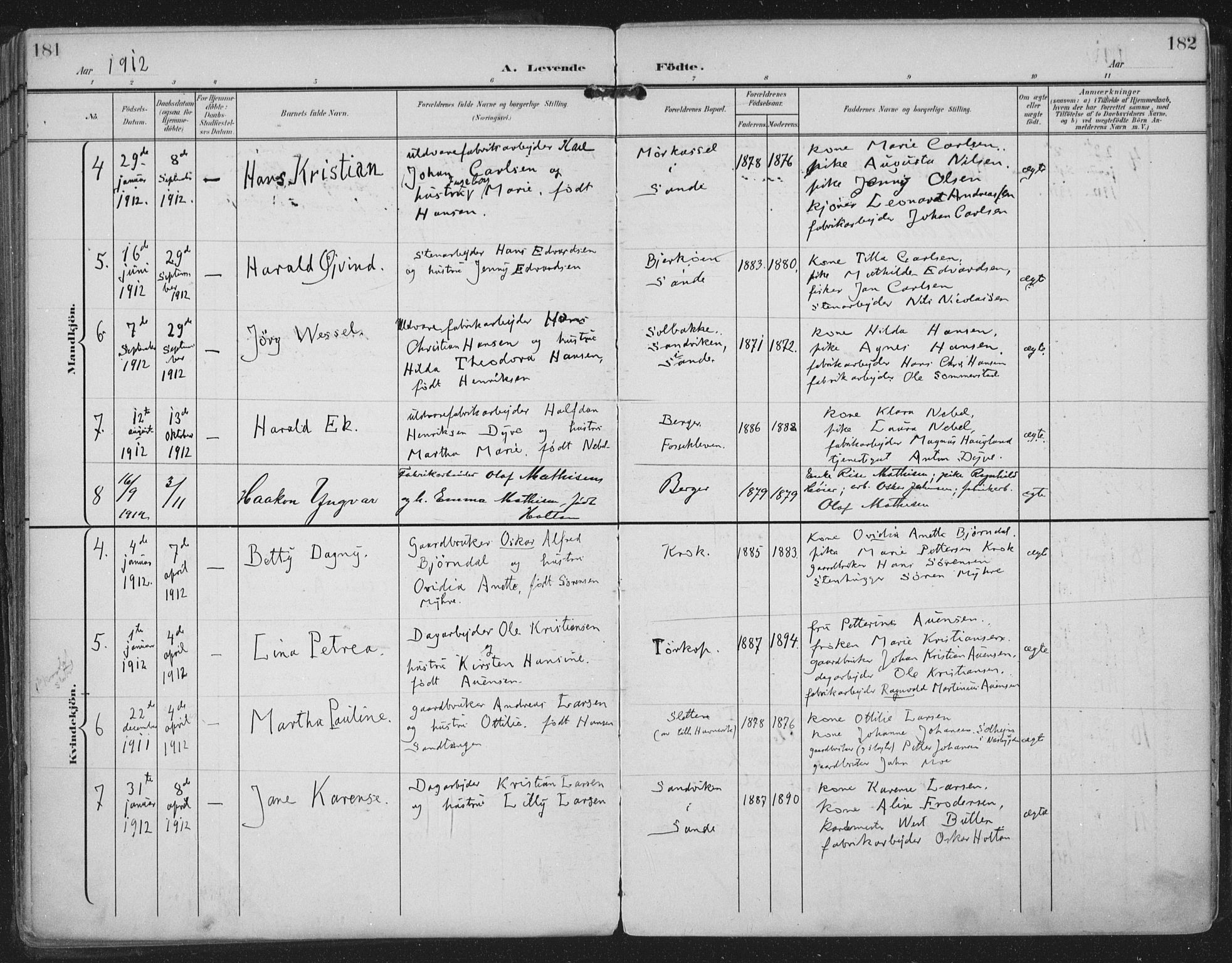 Strømm kirkebøker, AV/SAKO-A-322/F/Fa/L0005: Parish register (official) no. I 5, 1898-1919, p. 181-182