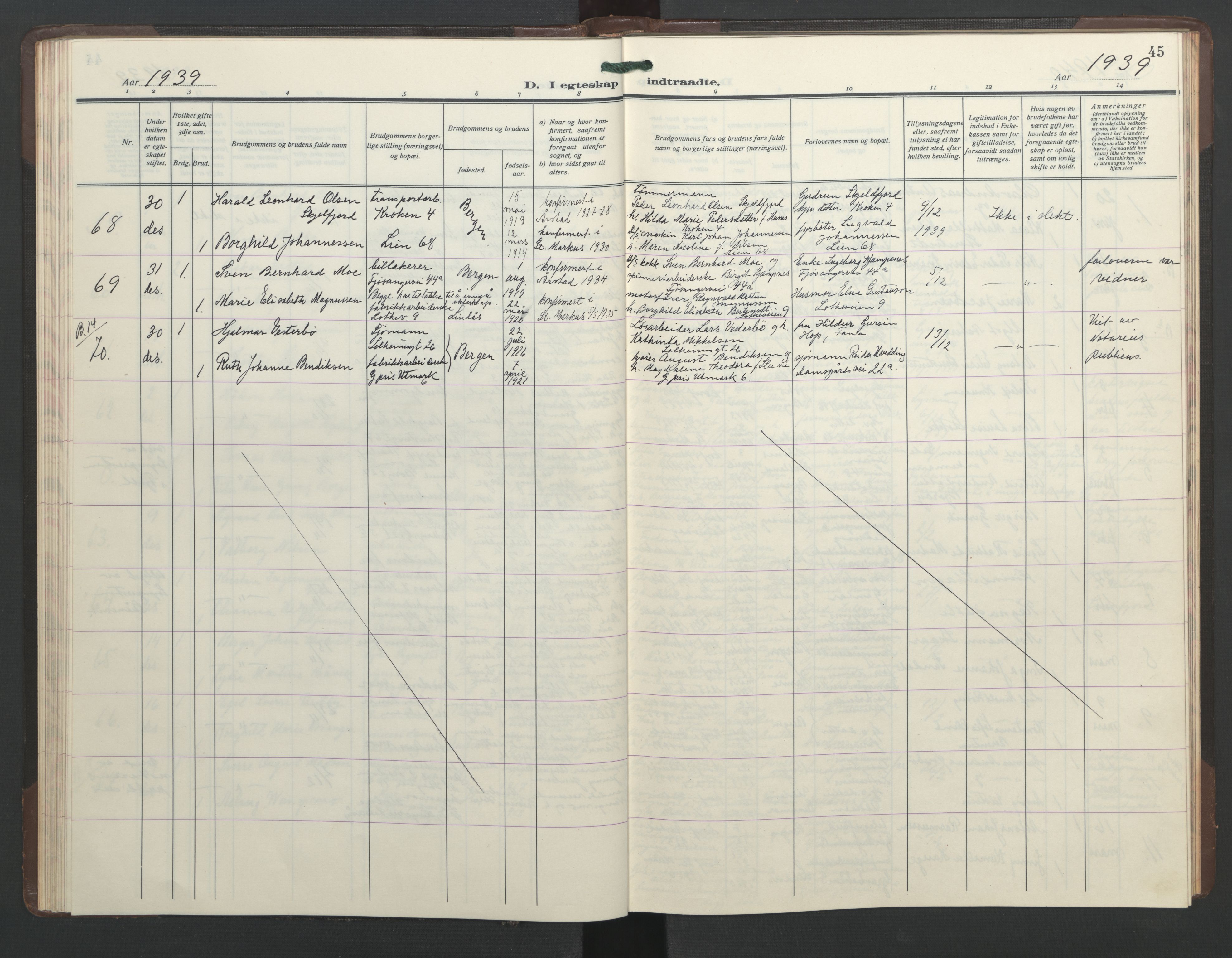 St. Markus sokneprestembete, SAB/A-99935: Parish register (copy) no. C 1, 1928-1947, p. 44b-45a