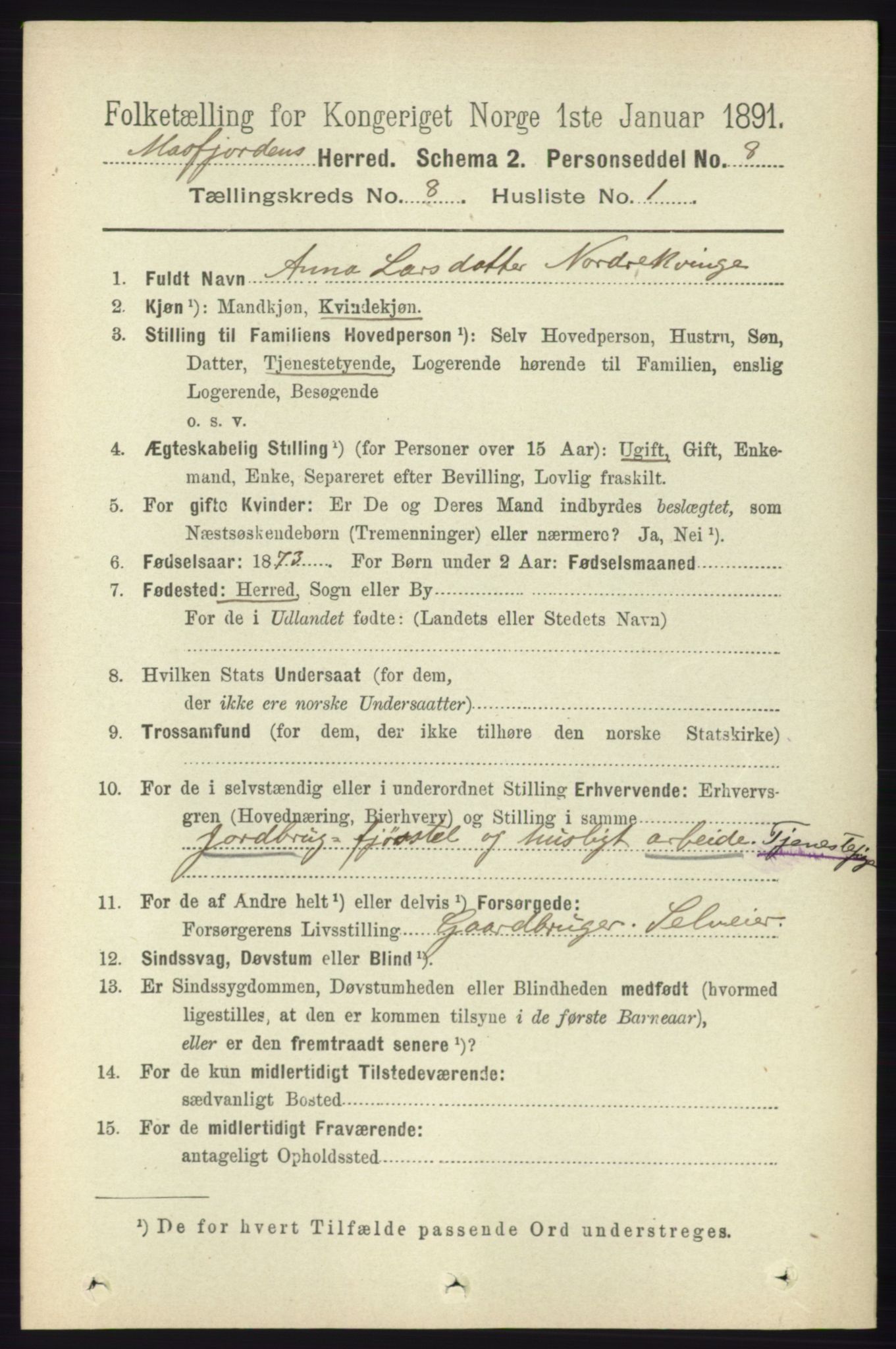 RA, 1891 census for 1266 Masfjorden, 1891, p. 1540