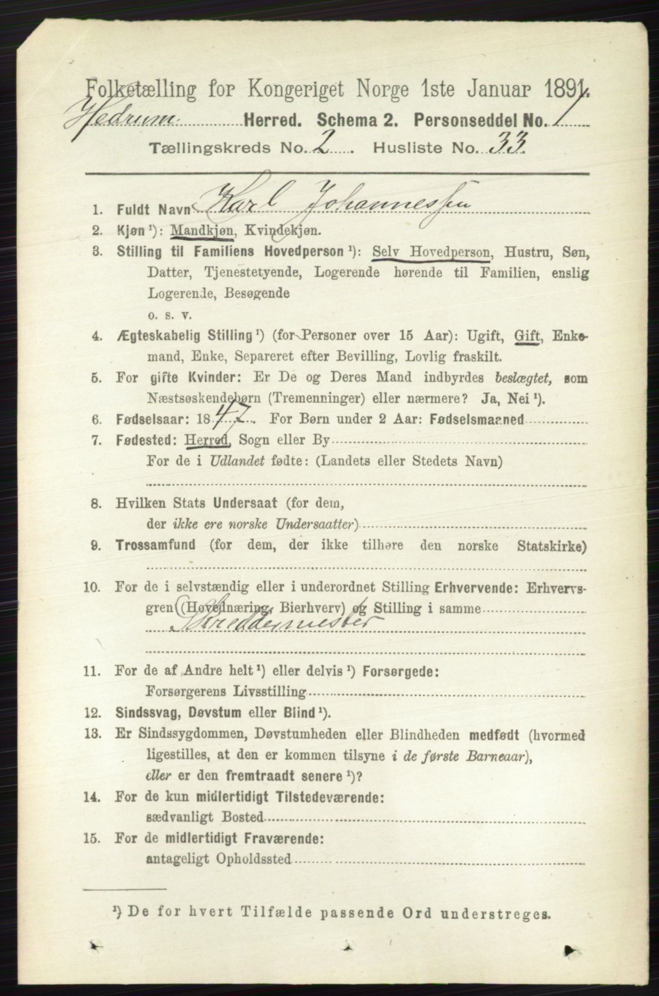 RA, 1891 census for 0727 Hedrum, 1891, p. 570