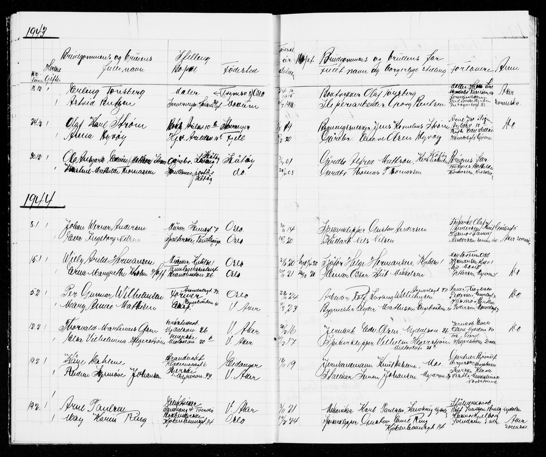 Grefsen prestekontor Kirkebøker, AV/SAO-A-10237a/G/Ga/L0002: Parish register (copy) no. I 2, 1942-1944