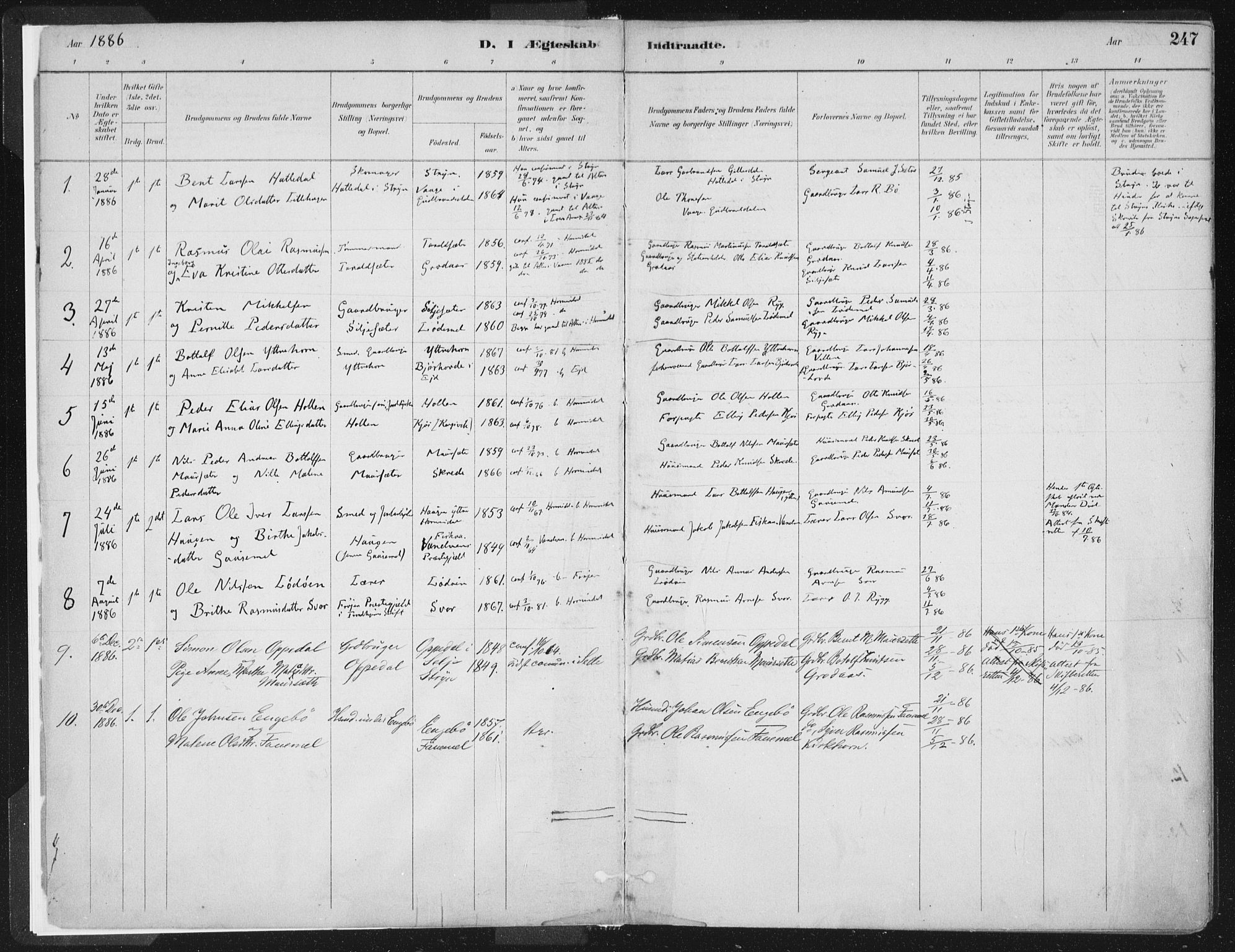 Hornindal sokneprestembete, AV/SAB-A-82401/H/Haa/Haaa/L0003/0002: Parish register (official) no. A 3B, 1885-1917, p. 247