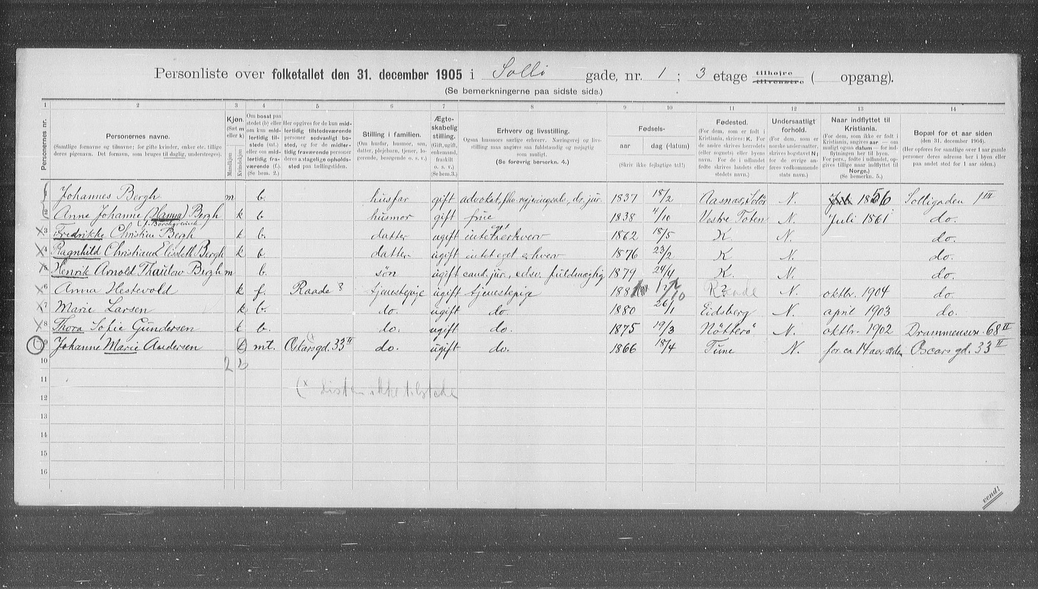 OBA, Municipal Census 1905 for Kristiania, 1905, p. 51697