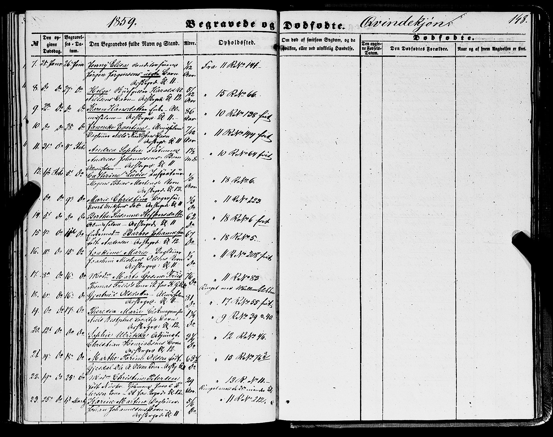 Domkirken sokneprestembete, SAB/A-74801/H/Haa/L0041: Parish register (official) no. E 2, 1853-1863, p. 148