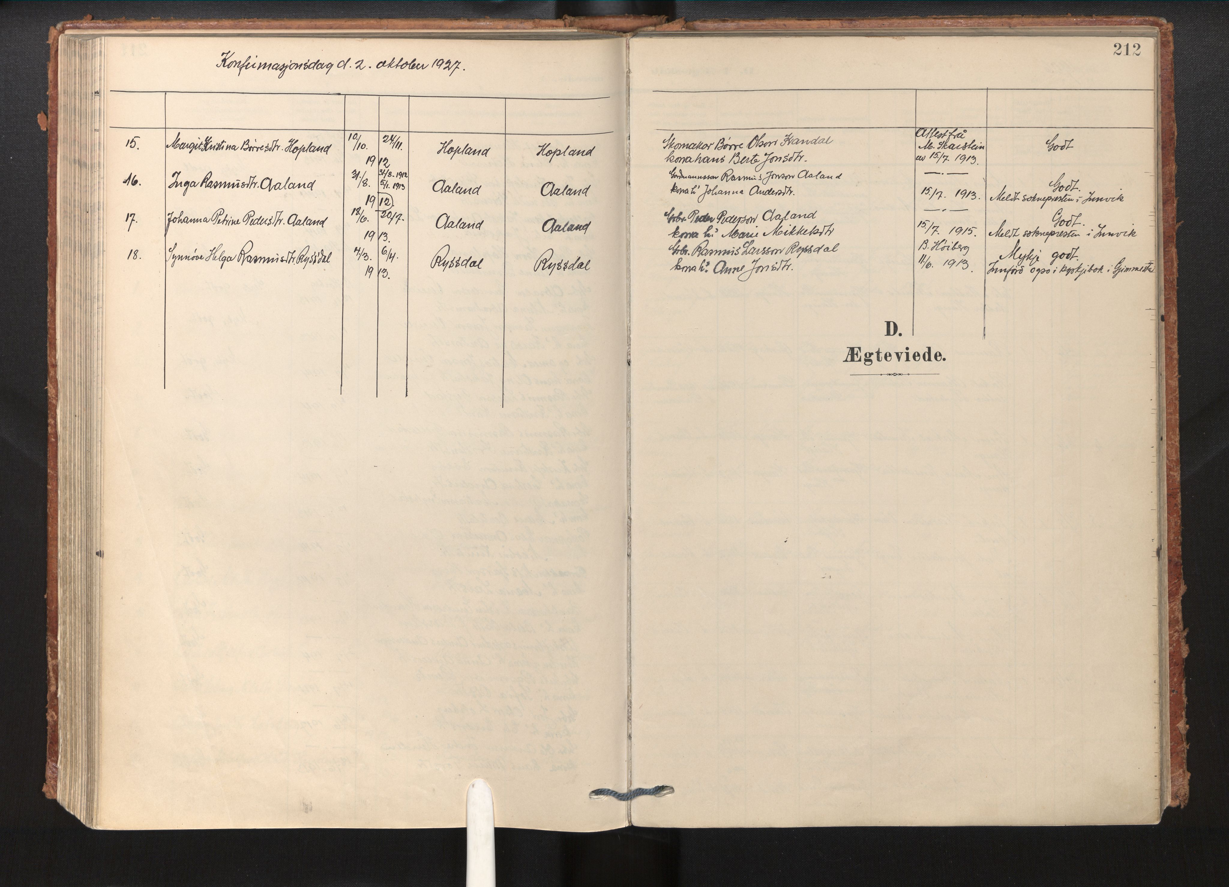 Gloppen sokneprestembete, SAB/A-80101/H/Haa/Haab/L0002: Parish register (official) no. B 2, 1906-1932, p. 211b-212a
