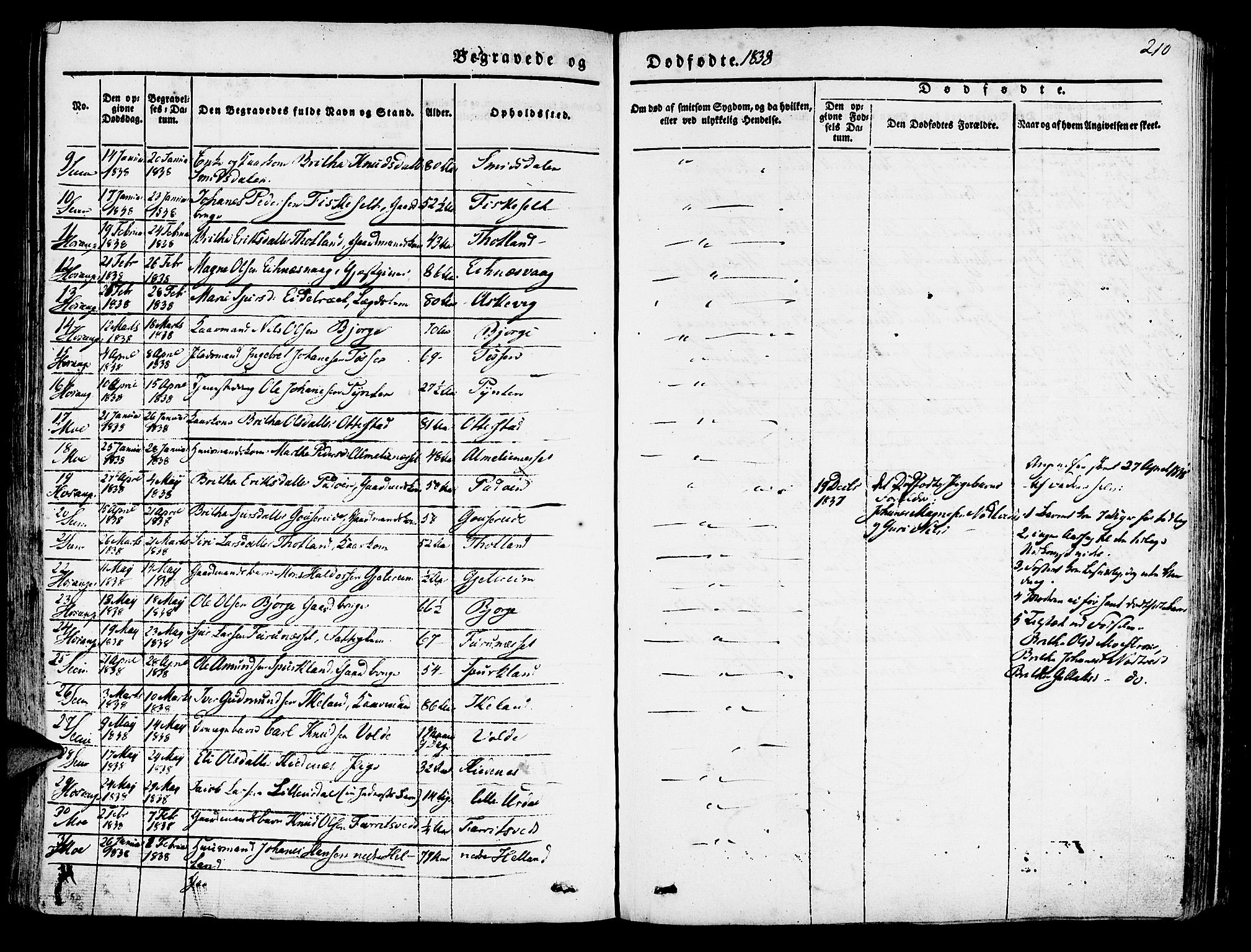 Hosanger sokneprestembete, SAB/A-75801/H/Haa: Parish register (official) no. A 7, 1835-1848, p. 210