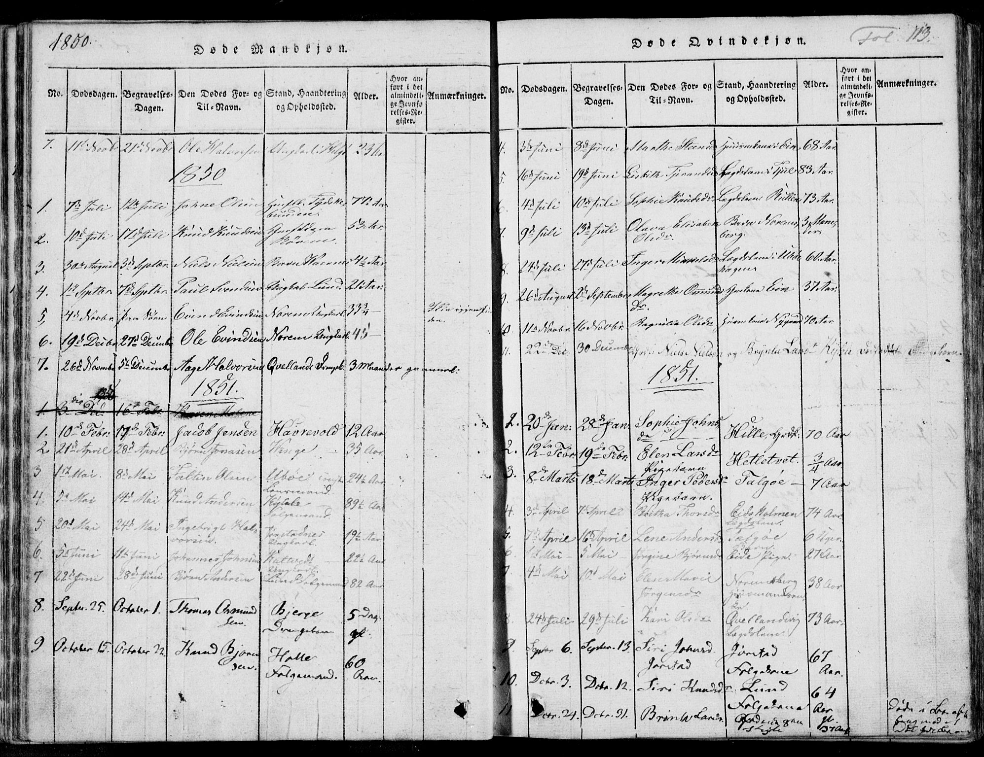 Nedstrand sokneprestkontor, AV/SAST-A-101841/01/IV: Parish register (official) no. A 7, 1816-1870, p. 113