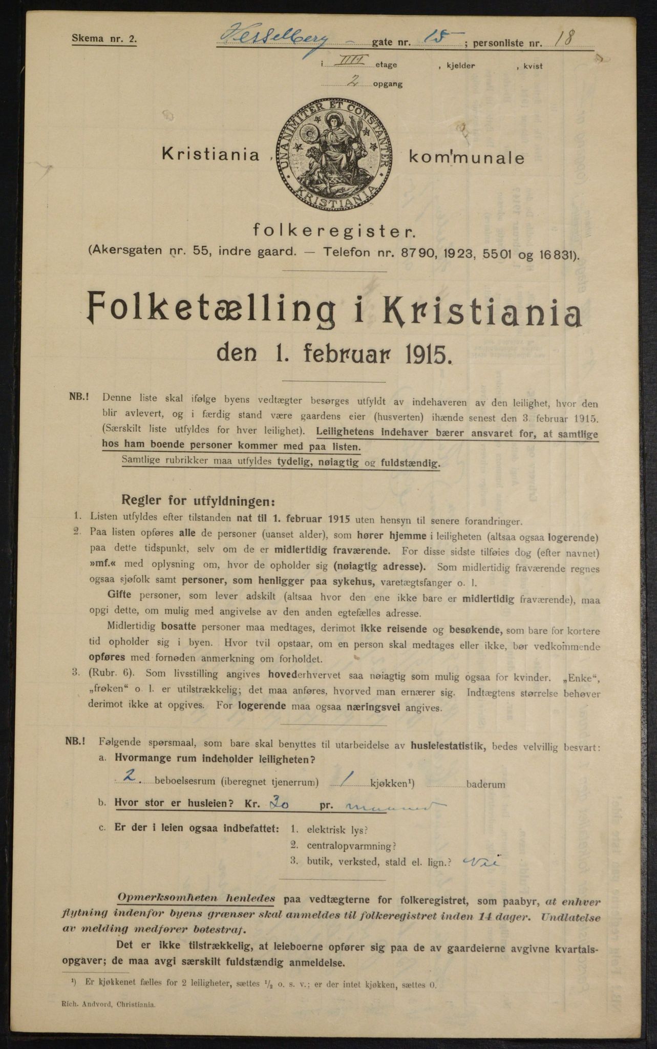 OBA, Municipal Census 1915 for Kristiania, 1915, p. 39735