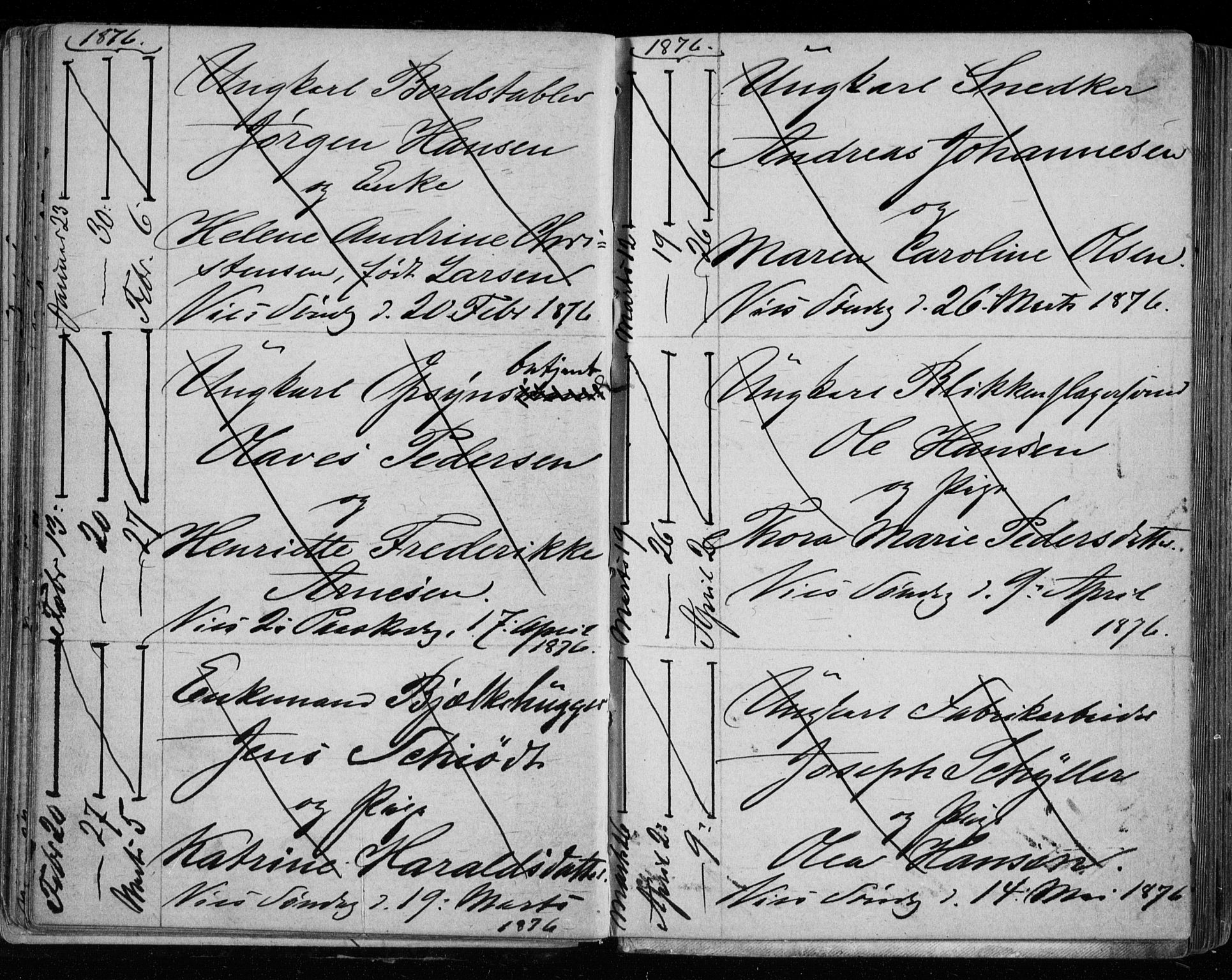 Bragernes kirkebøker, AV/SAKO-A-6/H/Ha/L0006: Banns register no. 6, 1873-1896