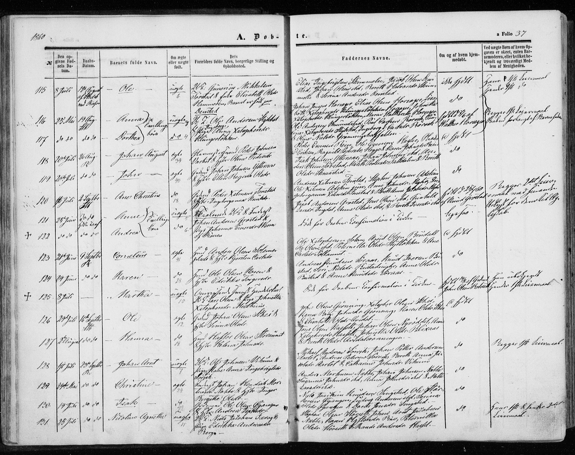 Ministerialprotokoller, klokkerbøker og fødselsregistre - Sør-Trøndelag, SAT/A-1456/646/L0612: Parish register (official) no. 646A10, 1858-1869, p. 37