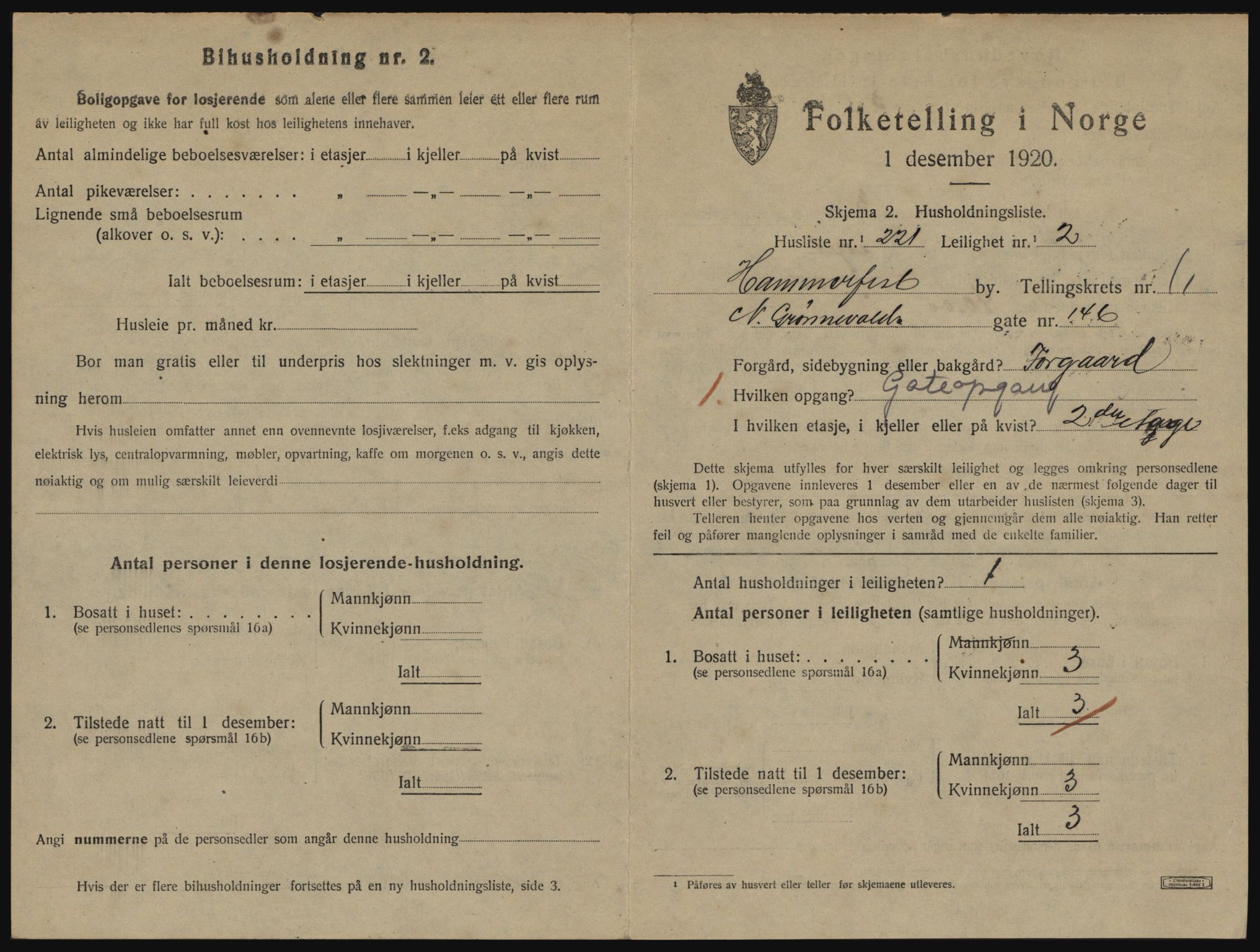 SATØ, 1920 census for Hammerfest, 1920, p. 1666