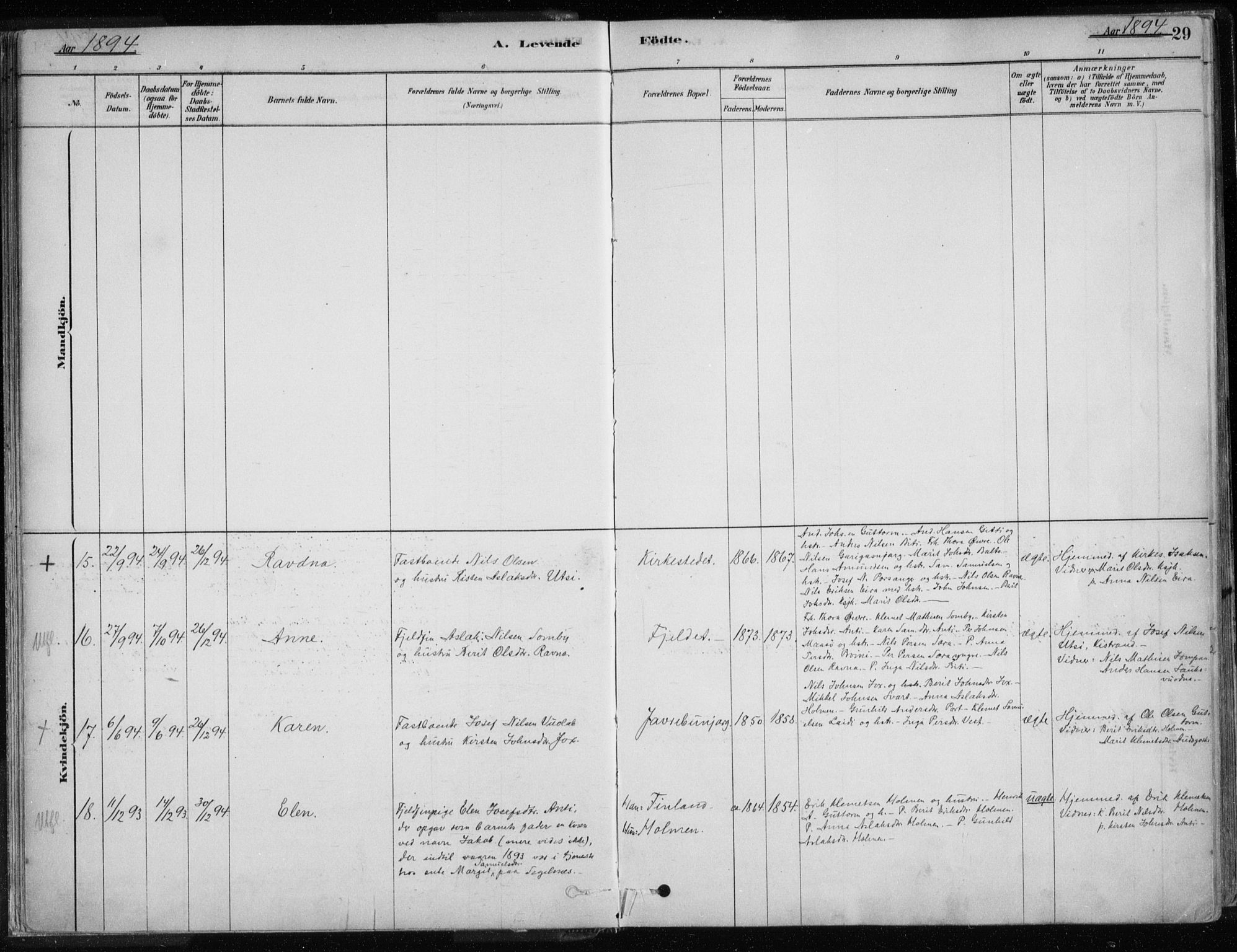 Karasjok sokneprestkontor, AV/SATØ-S-1352/H/Ha/L0002kirke: Parish register (official) no. 2, 1885-1906, p. 29