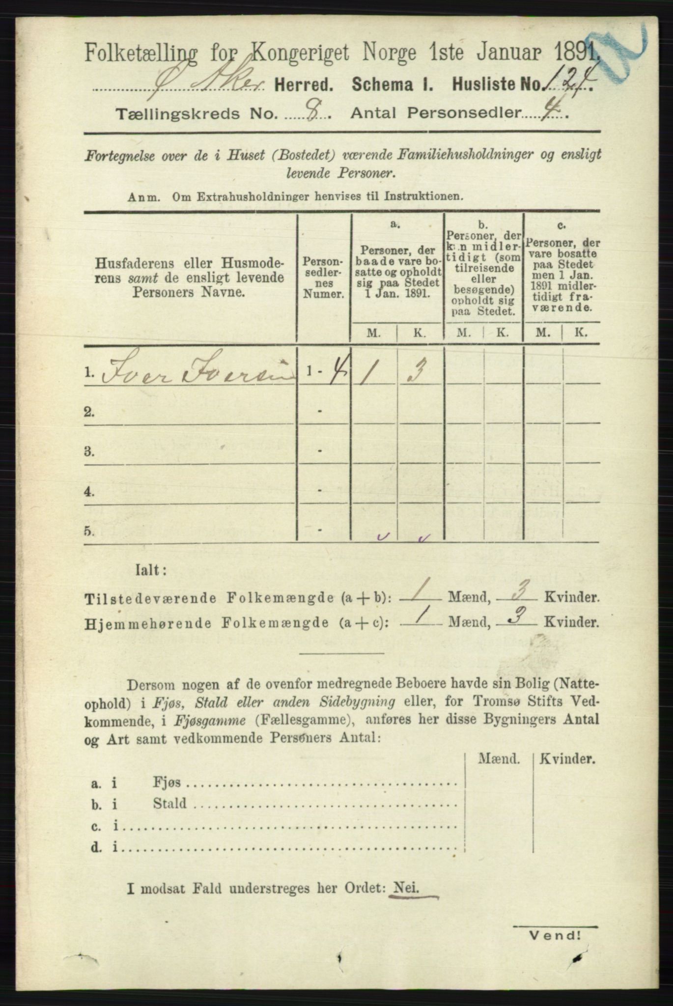 RA, 1891 census for 0218 Aker, 1891, p. 7228