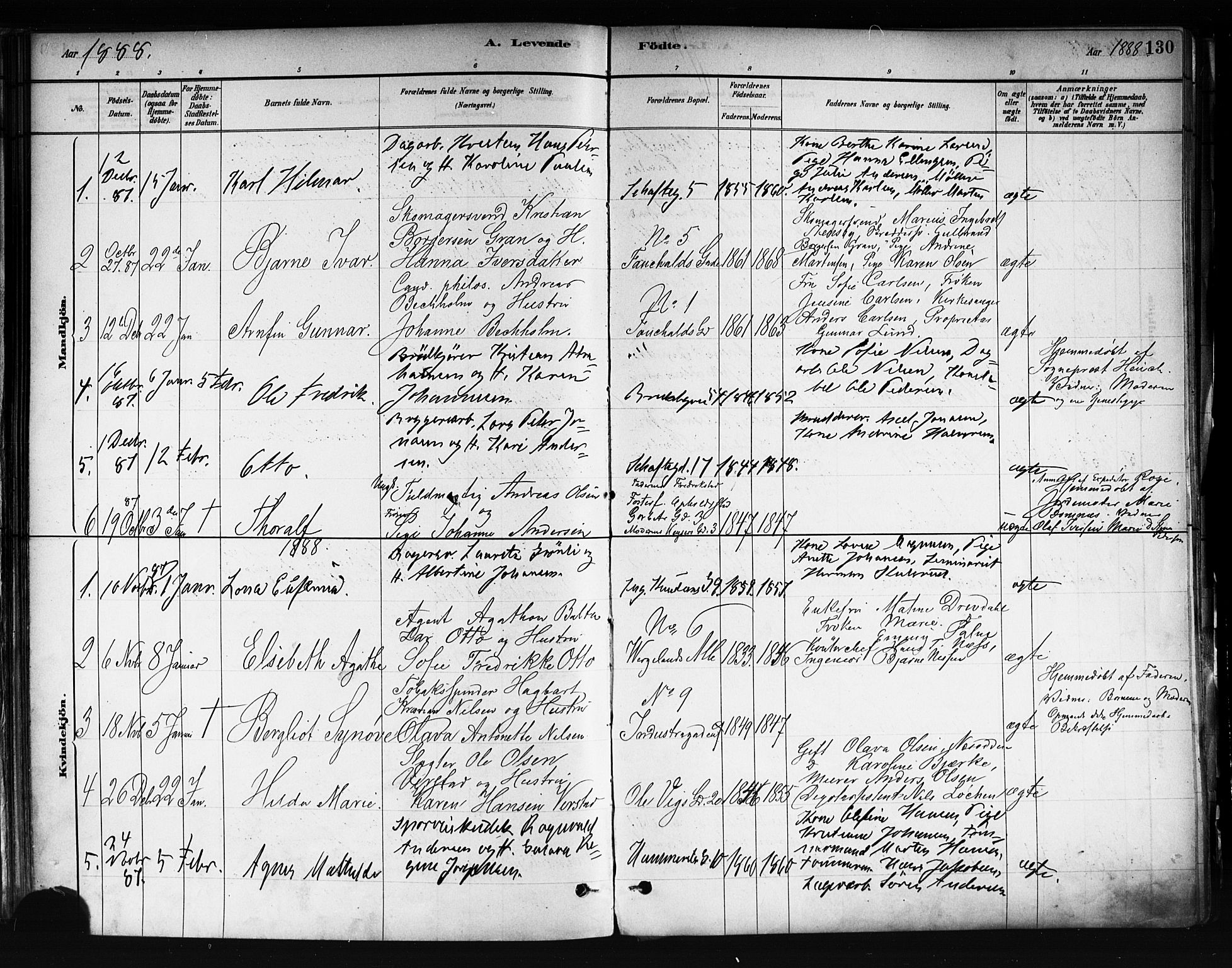 Uranienborg prestekontor Kirkebøker, SAO/A-10877/F/Fa/L0001: Parish register (official) no. 1, 1880-1895, p. 130