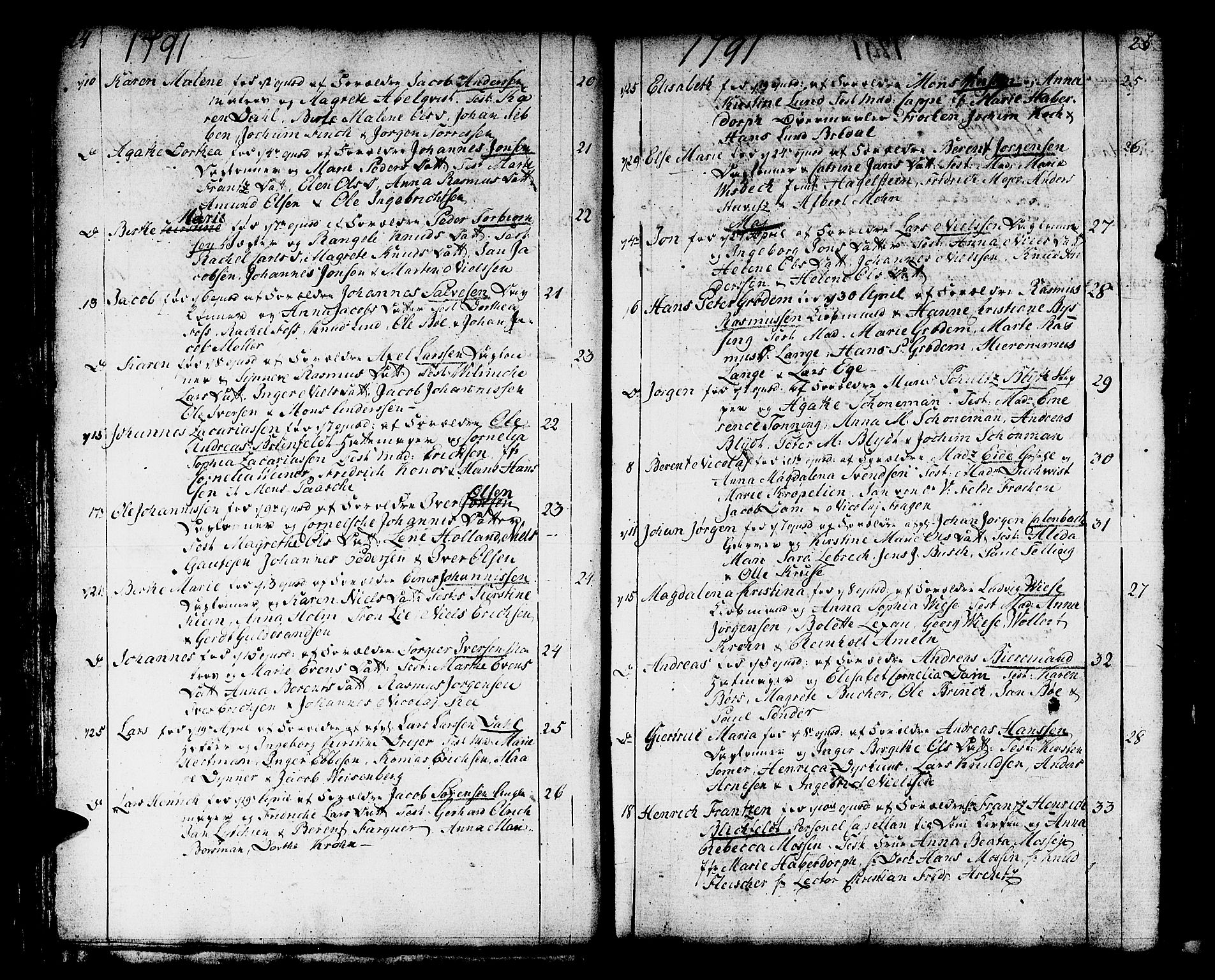 Domkirken sokneprestembete, SAB/A-74801/H/Haa/L0004: Parish register (official) no. A 4, 1763-1820, p. 24-25