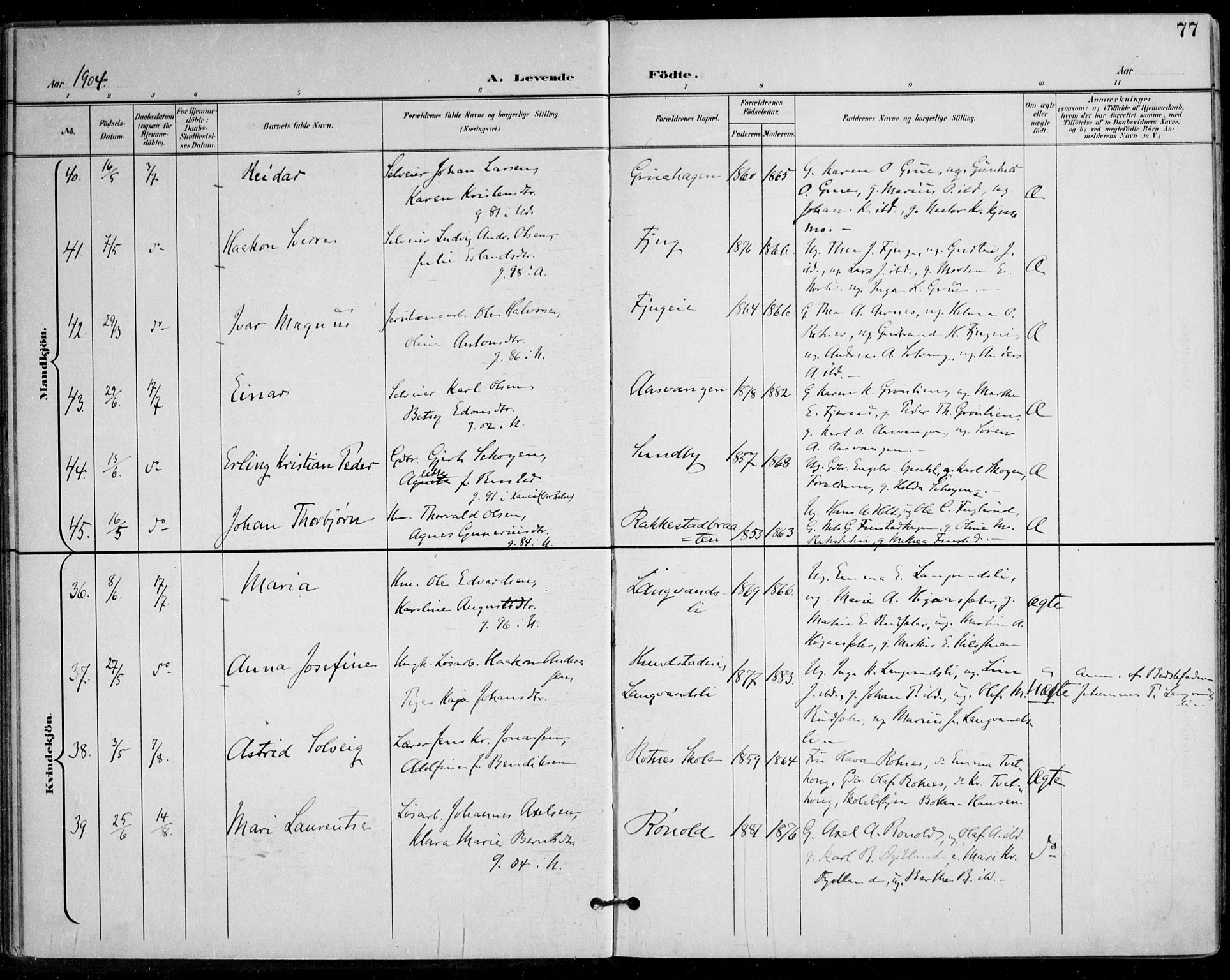 Nes prestekontor Kirkebøker, SAO/A-10410/F/Fa/L0011: Parish register (official) no. I 11, 1899-1918, p. 77