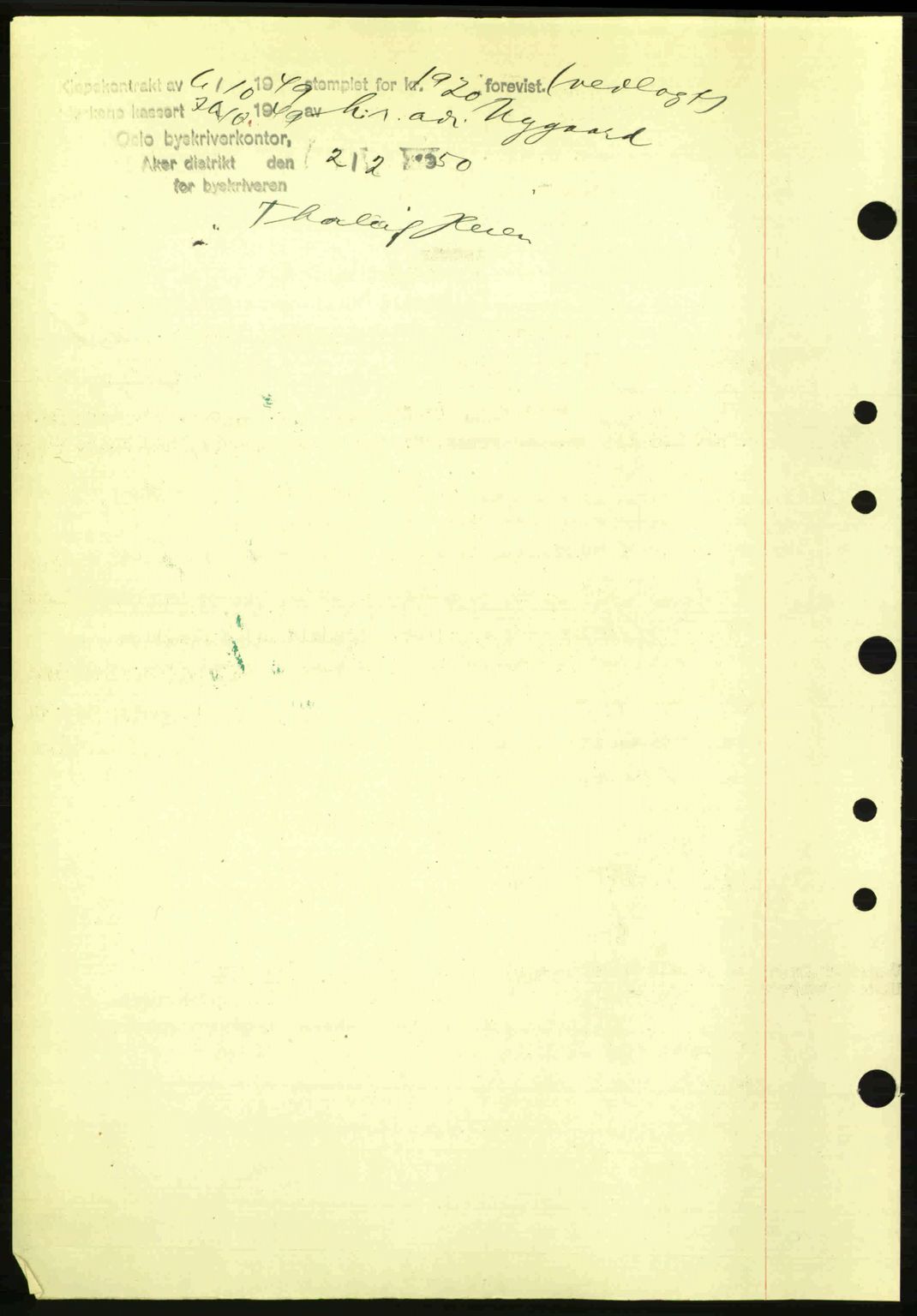 Oslo byskriverembete, AV/SAO-A-10227/G/Gb/Gbd/Gbda/L0017: Mortgage book no. A215, 1949-1950, Diary no: : 1303/1950