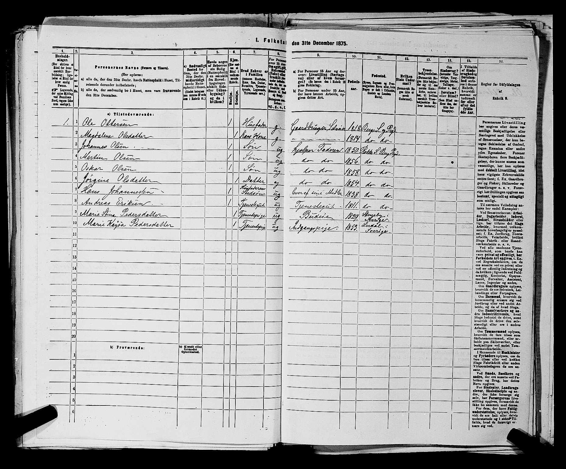 RA, 1875 census for 0116P Berg, 1875, p. 988