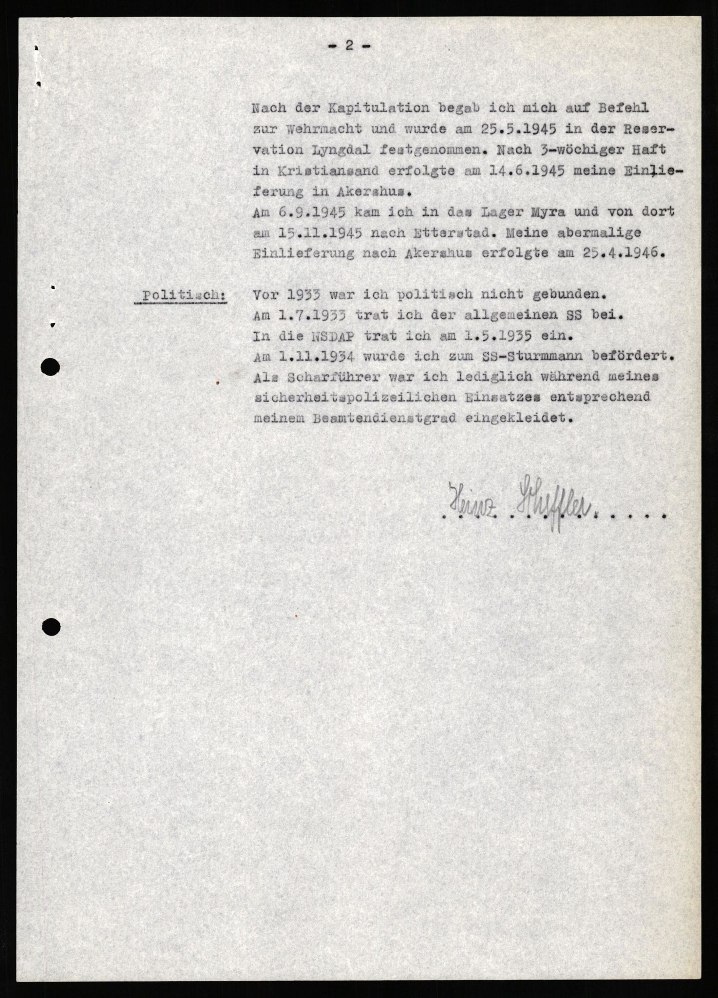 Forsvaret, Forsvarets overkommando II, AV/RA-RAFA-3915/D/Db/L0029: CI Questionaires. Tyske okkupasjonsstyrker i Norge. Tyskere., 1945-1946, p. 97