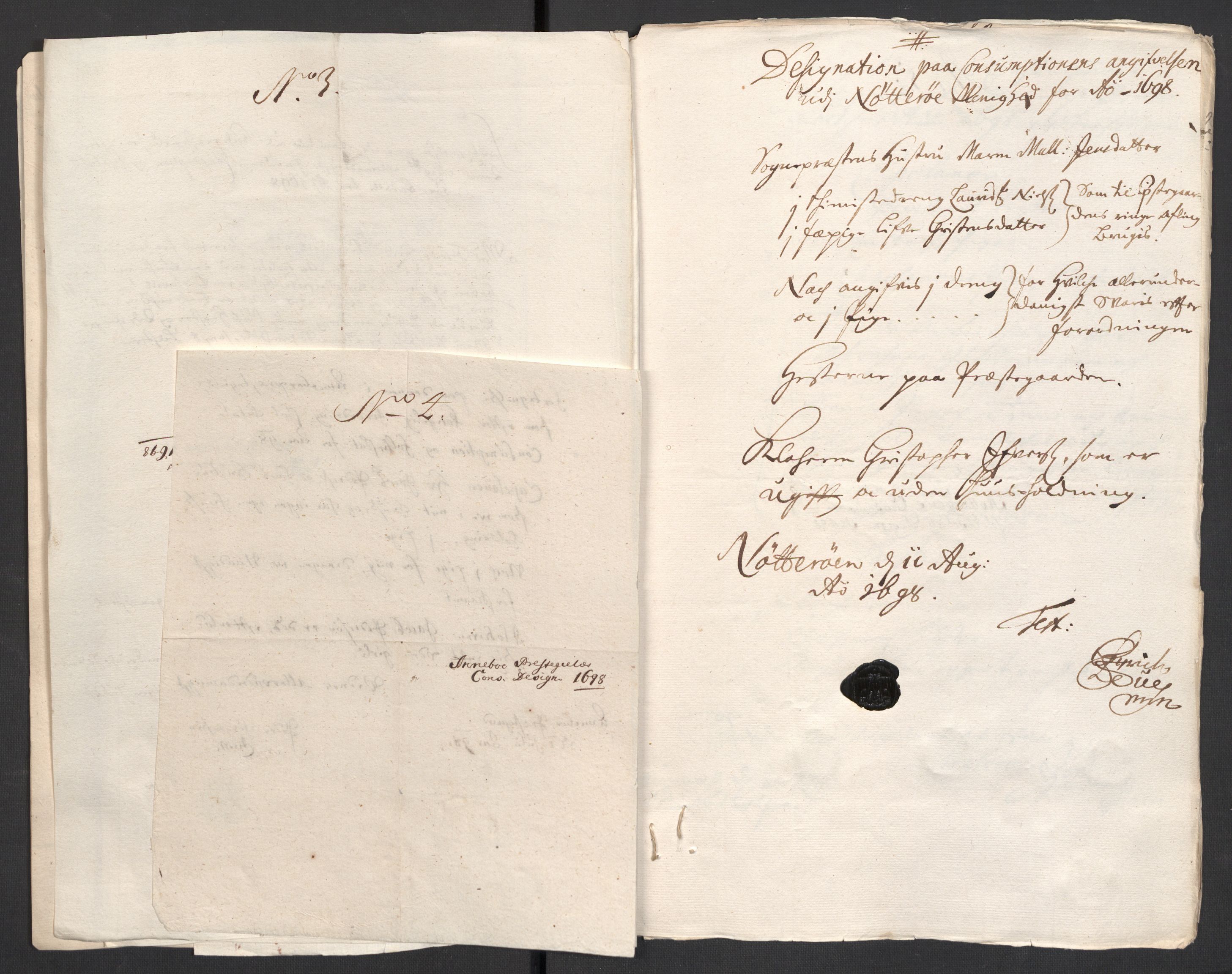 Rentekammeret inntil 1814, Reviderte regnskaper, Fogderegnskap, AV/RA-EA-4092/R32/L1868: Fogderegnskap Jarlsberg grevskap, 1697-1699, p. 155