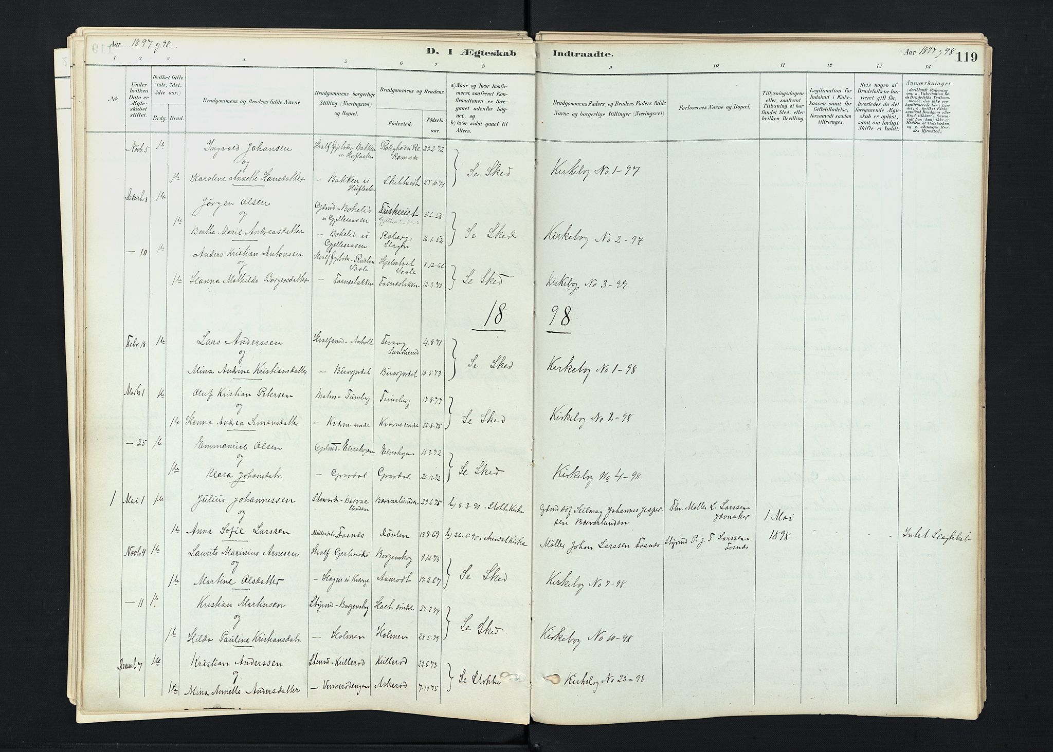 Stokke kirkebøker, SAKO/A-320/F/Fc/L0001: Parish register (official) no. III 1, 1884-1910, p. 119
