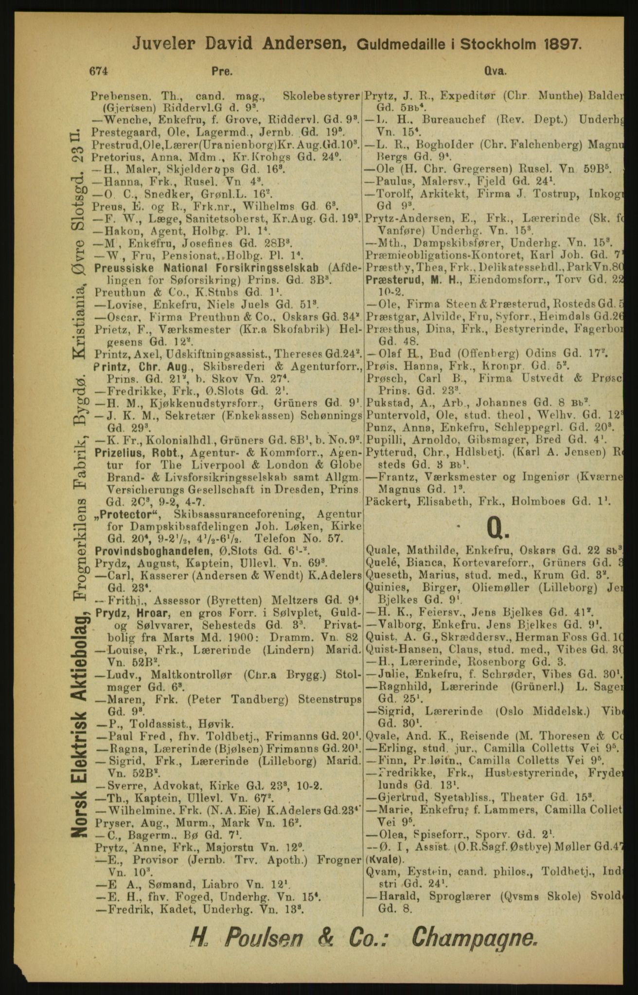 Kristiania/Oslo adressebok, PUBL/-, 1900, p. 674