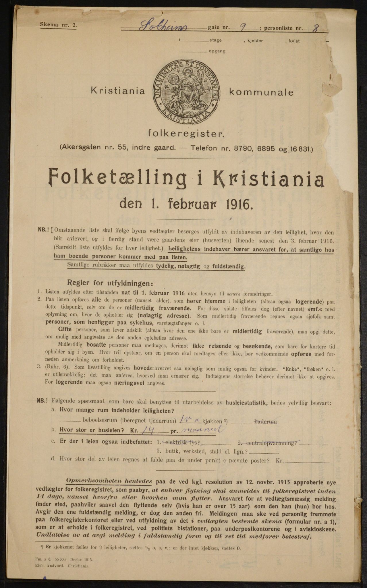 OBA, Municipal Census 1916 for Kristiania, 1916, p. 102127