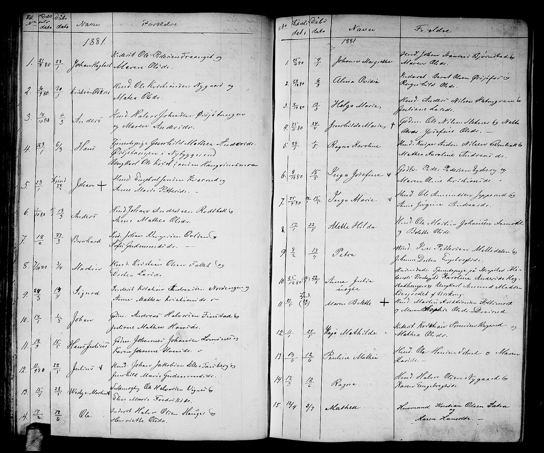 Aurskog prestekontor Kirkebøker, SAO/A-10304a/G/Ga/L0003: Parish register (copy) no. I 3, 1858-1883, p. 86