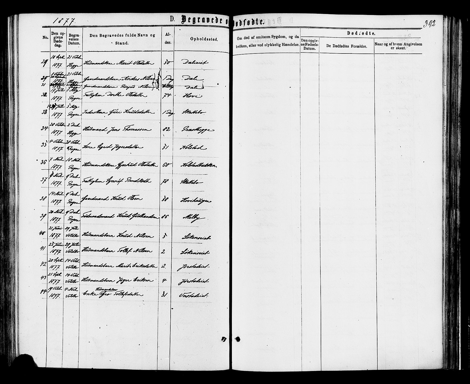 Øystre Slidre prestekontor, AV/SAH-PREST-138/H/Ha/Haa/L0002: Parish register (official) no. 2, 1874-1886, p. 392