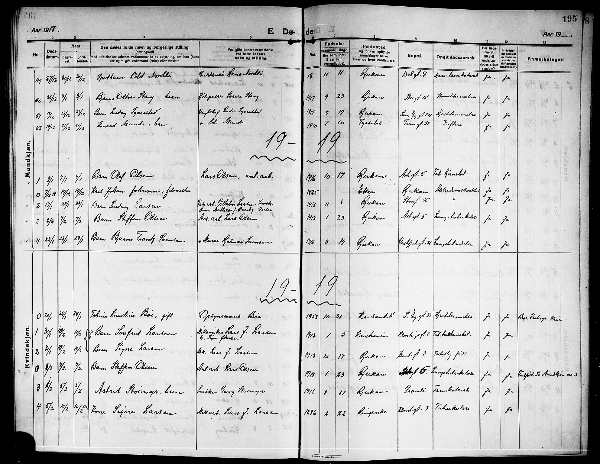Rjukan kirkebøker, SAKO/A-294/G/Ga/L0002: Parish register (copy) no. 2, 1913-1920, p. 195
