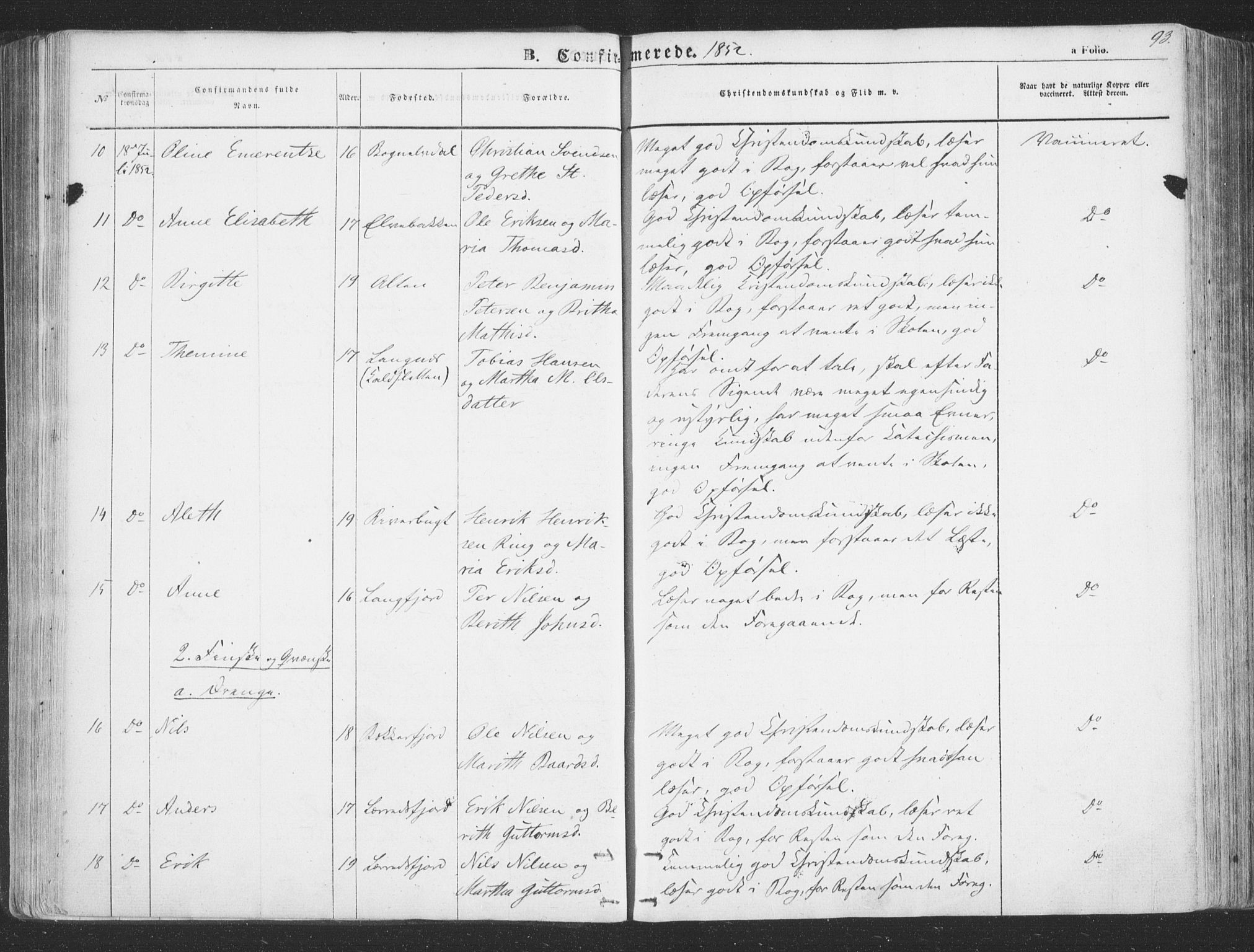 Talvik sokneprestkontor, SATØ/S-1337/H/Ha/L0010kirke: Parish register (official) no. 10, 1852-1864, p. 93