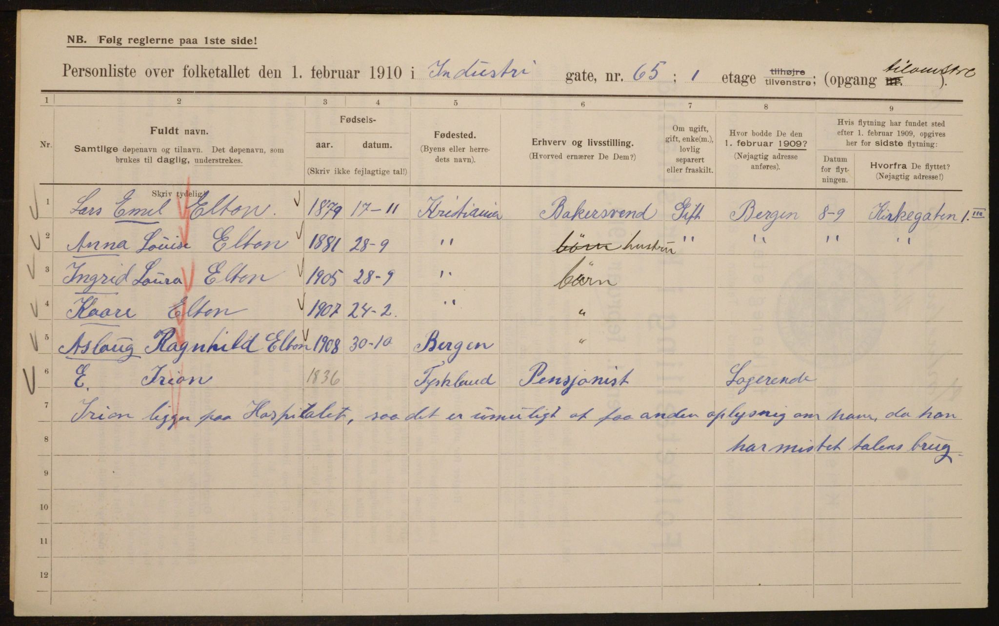 OBA, Municipal Census 1910 for Kristiania, 1910, p. 42760