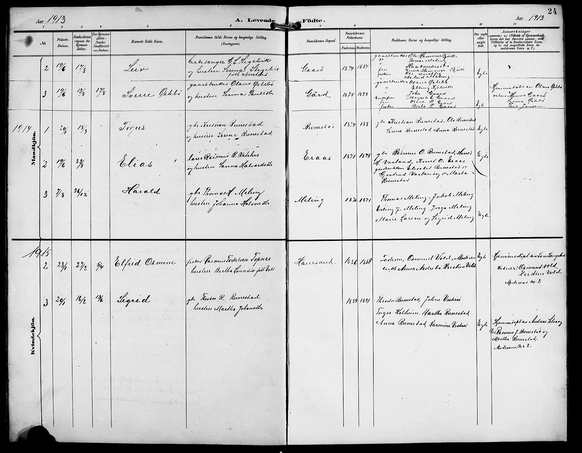 Finnøy sokneprestkontor, SAST/A-101825/H/Ha/Hab/L0005: Parish register (copy) no. B 5, 1891-1916, p. 24