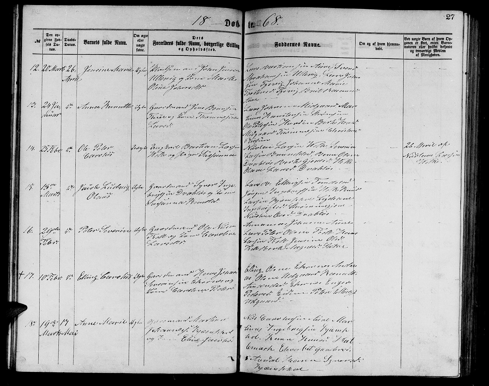 Ministerialprotokoller, klokkerbøker og fødselsregistre - Møre og Romsdal, AV/SAT-A-1454/523/L0338: Parish register (copy) no. 523C01, 1865-1877, p. 27