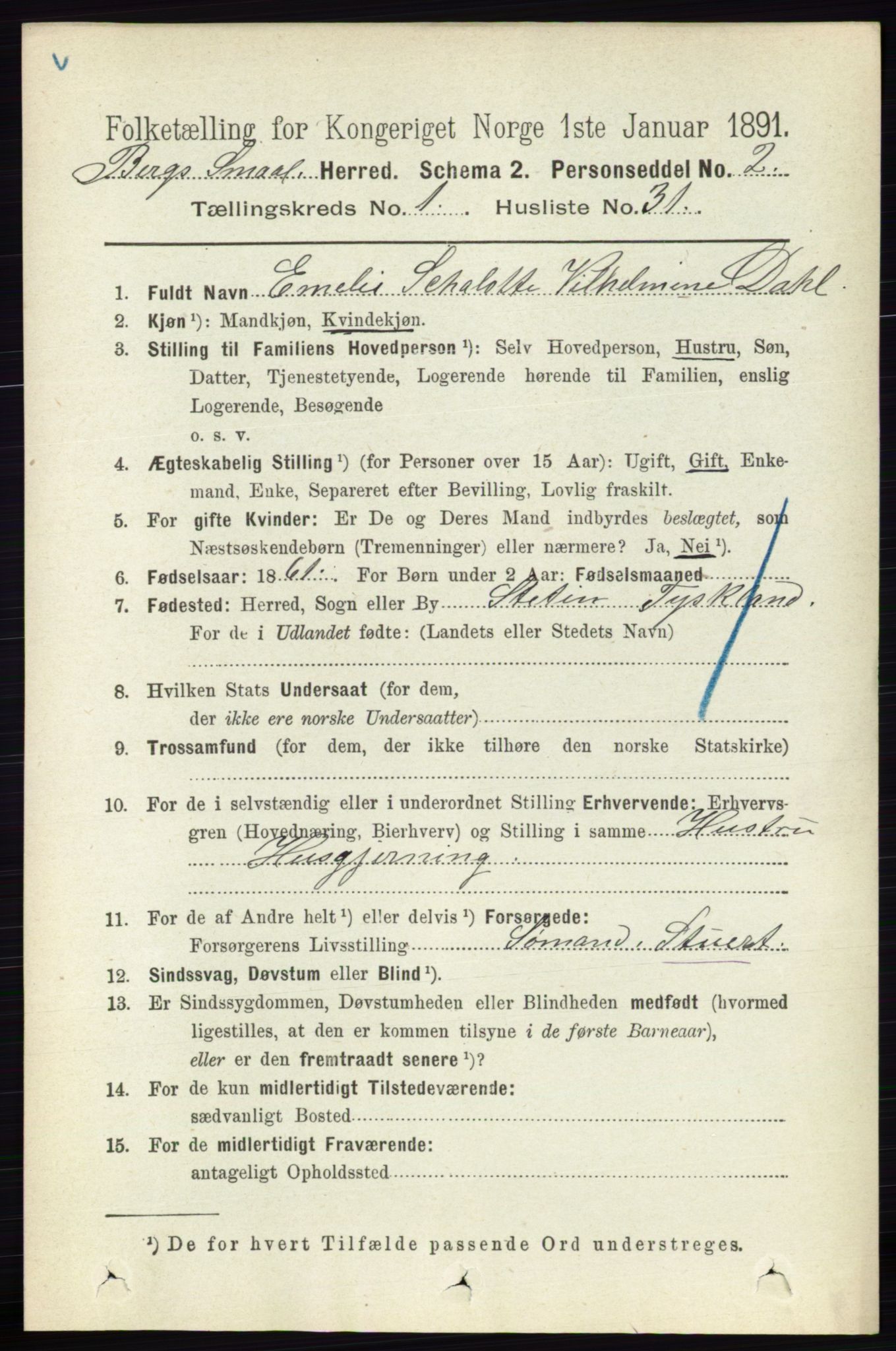 RA, 1891 census for 0116 Berg, 1891, p. 326