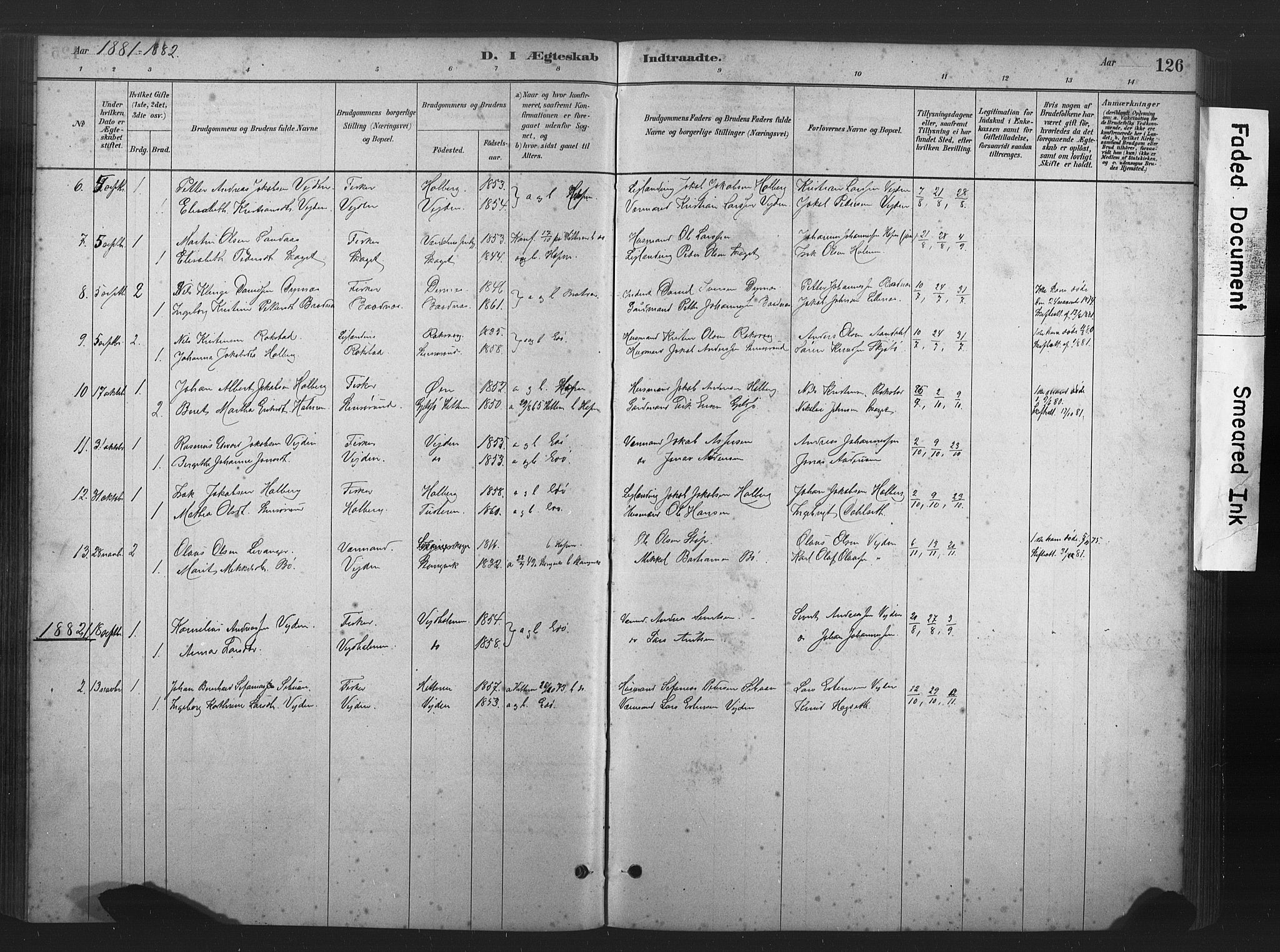 Ministerialprotokoller, klokkerbøker og fødselsregistre - Møre og Romsdal, AV/SAT-A-1454/583/L0954: Parish register (official) no. 583A01, 1880-1906, p. 126