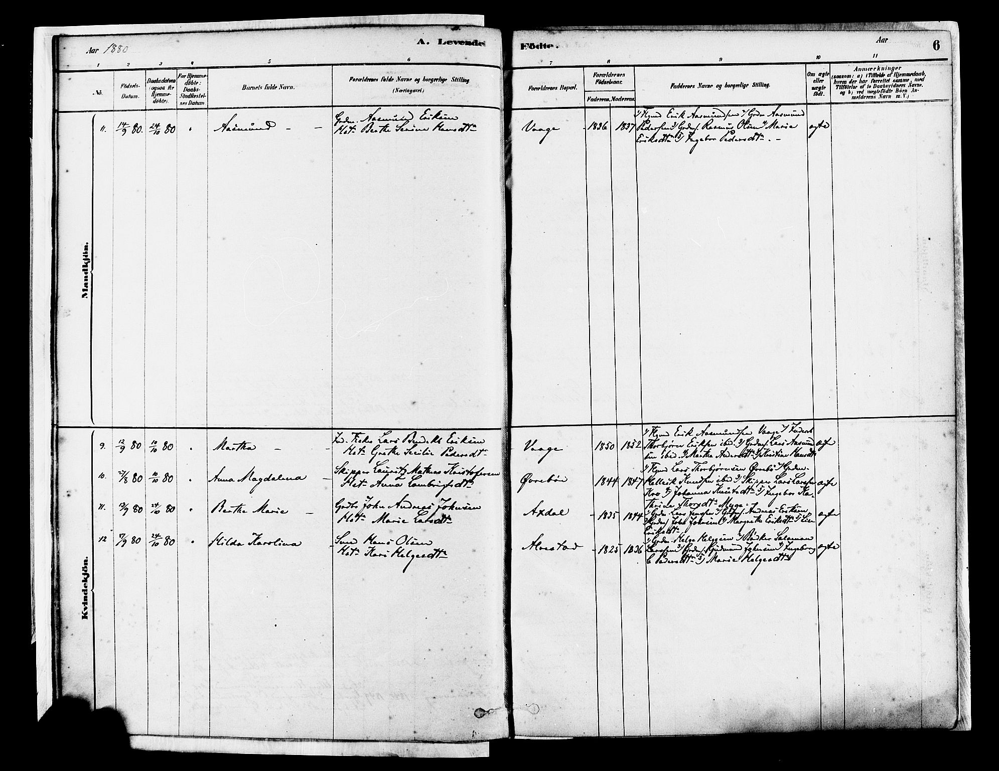 Tysvær sokneprestkontor, AV/SAST-A -101864/H/Ha/Haa/L0007: Parish register (official) no. A 7, 1878-1897, p. 6