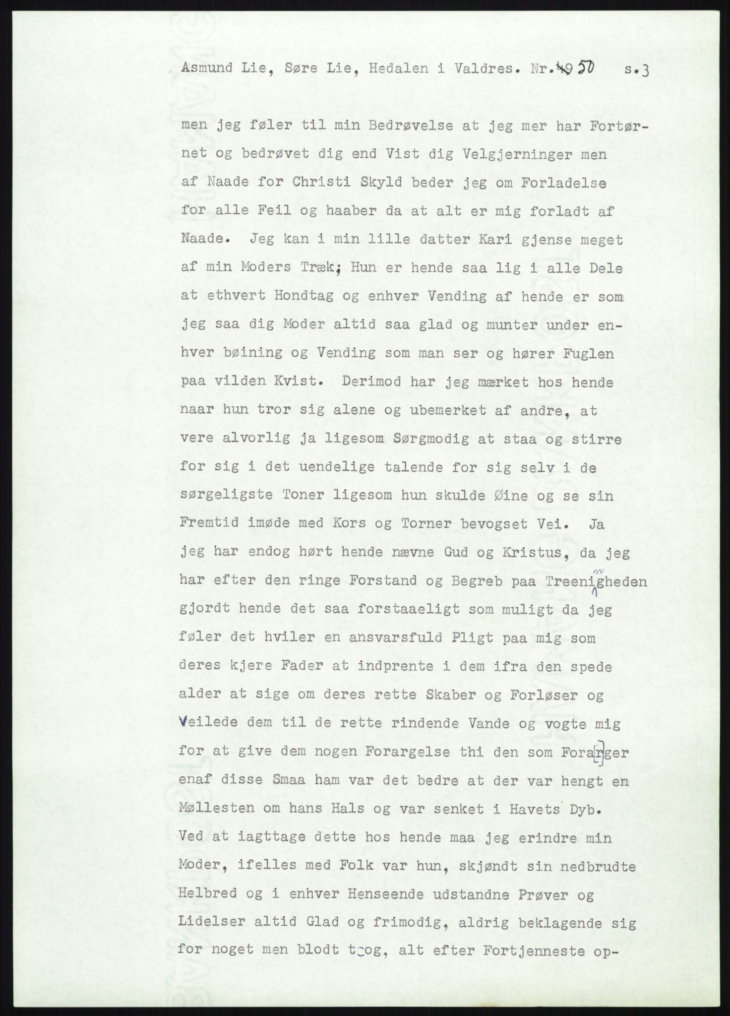 Samlinger til kildeutgivelse, Amerikabrevene, RA/EA-4057/F/L0012: Innlån fra Oppland: Lie (brevnr 1-78), 1838-1914, p. 707