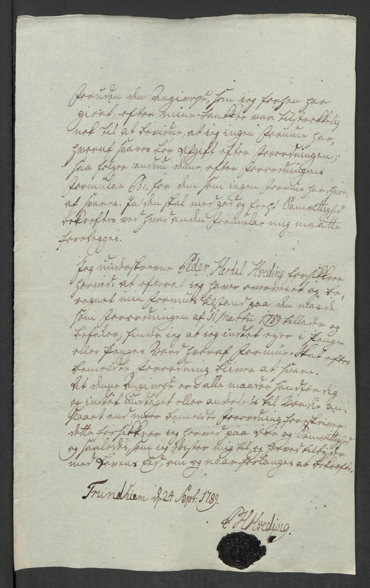 Rentekammeret inntil 1814, Reviderte regnskaper, Mindre regnskaper, AV/RA-EA-4068/Rf/Rfe/L0052:  Trondheim, 1789, p. 239