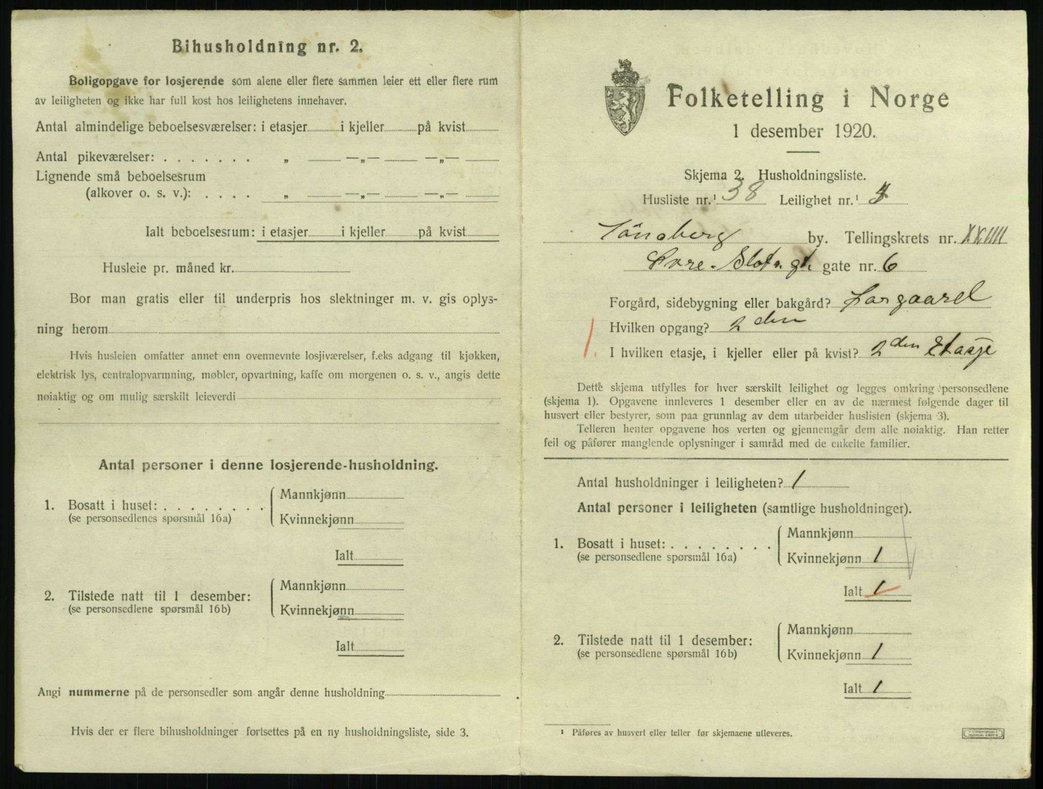 SAKO, 1920 census for Tønsberg, 1920, p. 8603