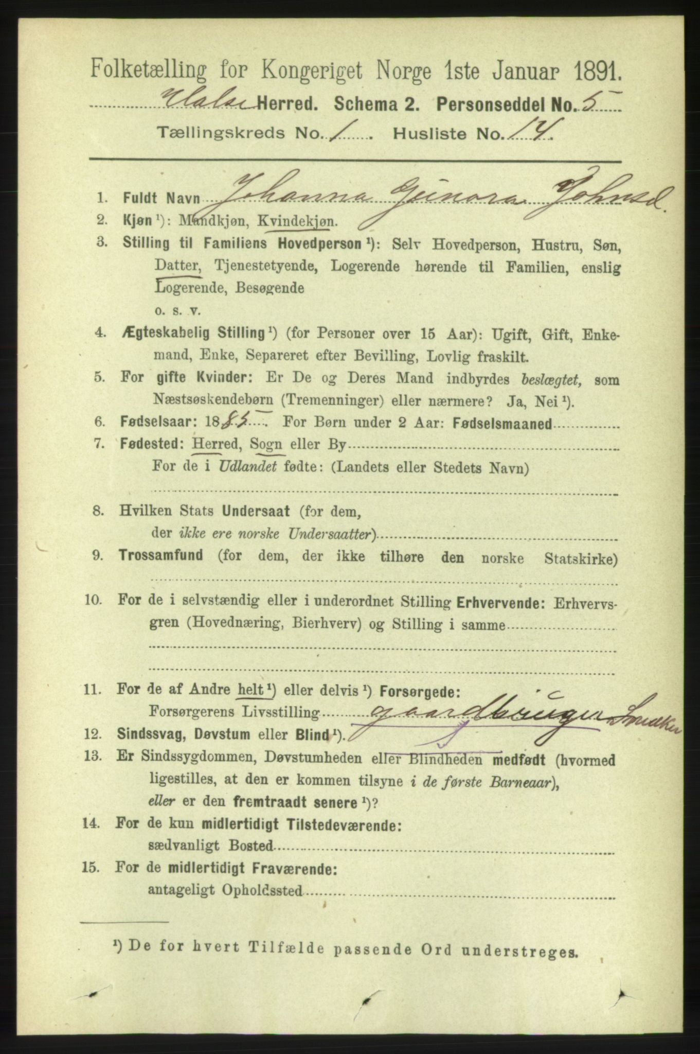 RA, 1891 census for 1571 Halsa, 1891, p. 153