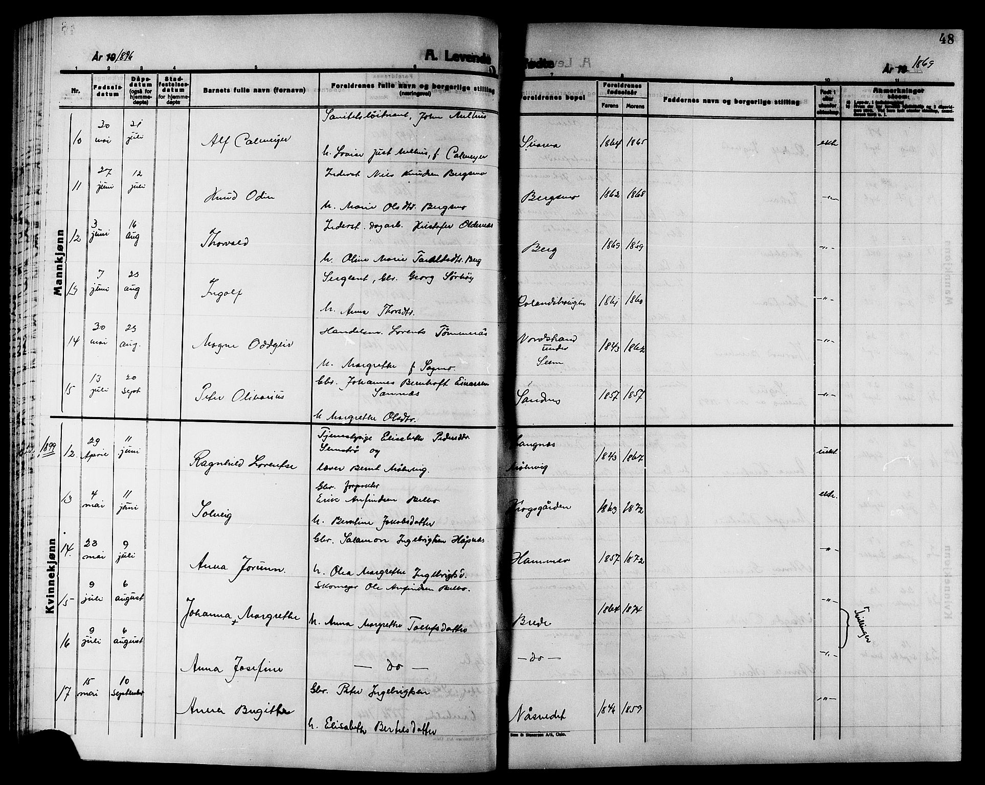 Ministerialprotokoller, klokkerbøker og fødselsregistre - Nord-Trøndelag, AV/SAT-A-1458/749/L0487: Parish register (official) no. 749D03, 1887-1902, p. 48